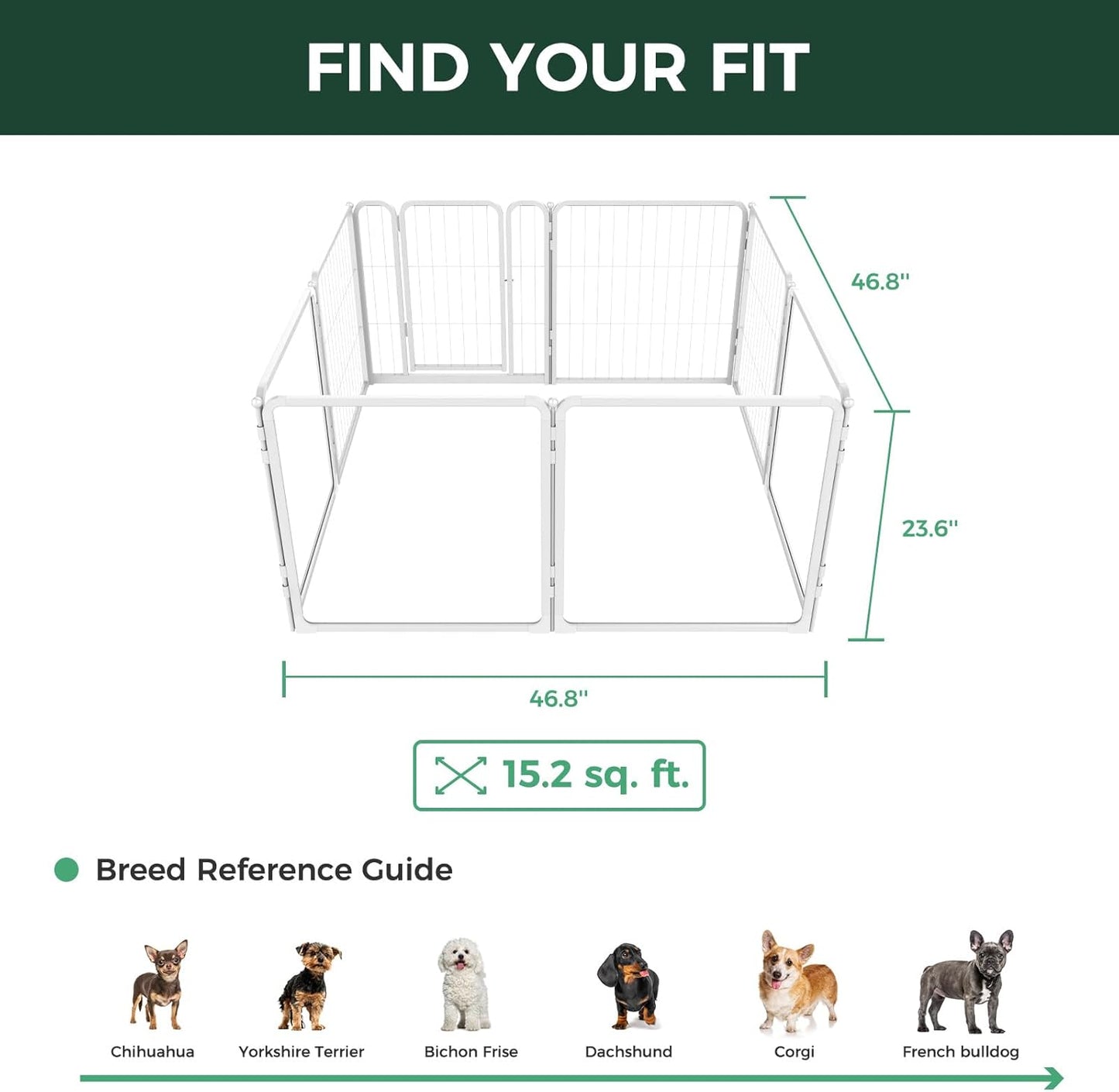 FXW Homeplus Unleashed Indoor Dog Playpen - Stress-Free and Safe Play, Heavy Duty 24 Inch 4 Acrylic Panels + 4 Wire Panels Dog Pen for Puppy and Small Dogs, White│Patented