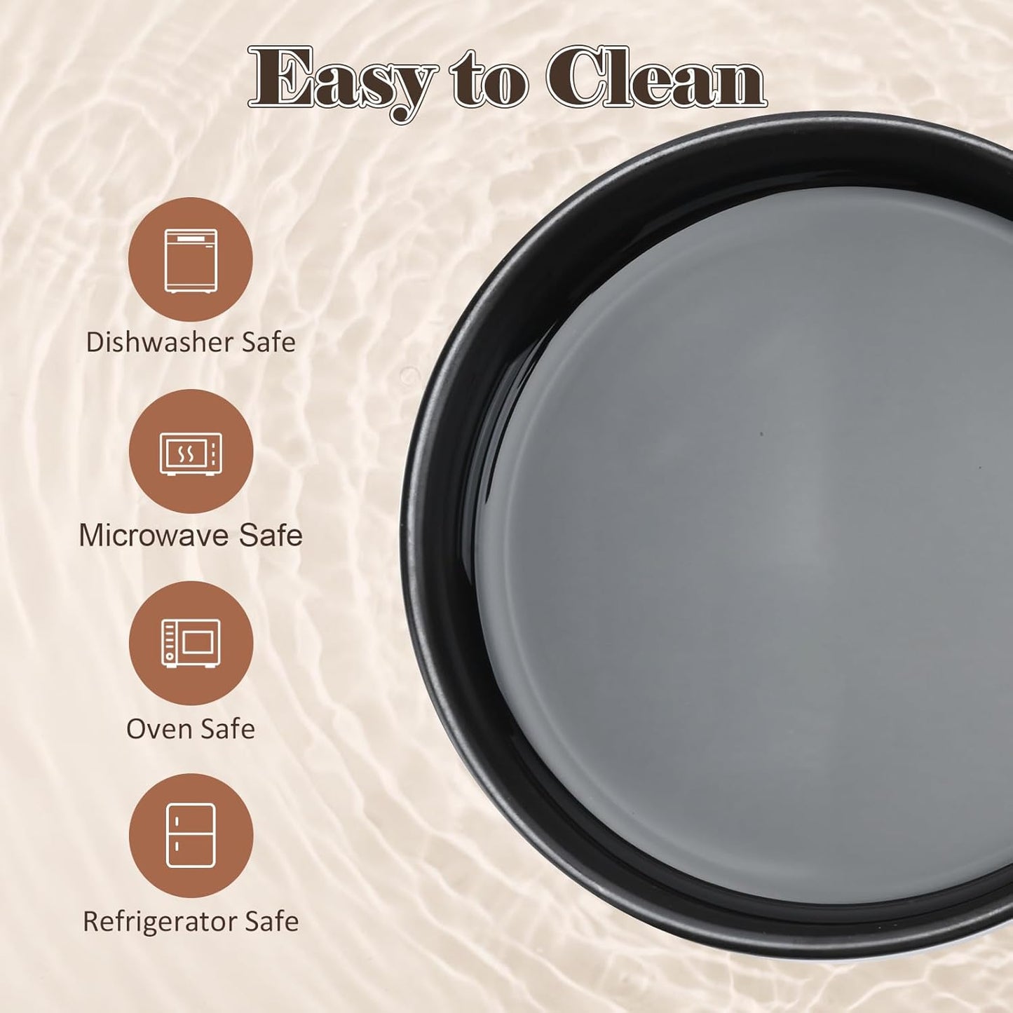 SPUNKYJUNKY Ceramic Dog Bowls with Acacia Wood Stand - Raised Dog Food and Water Bowl Set for Medium Dogs (28.74 OZ, Black)