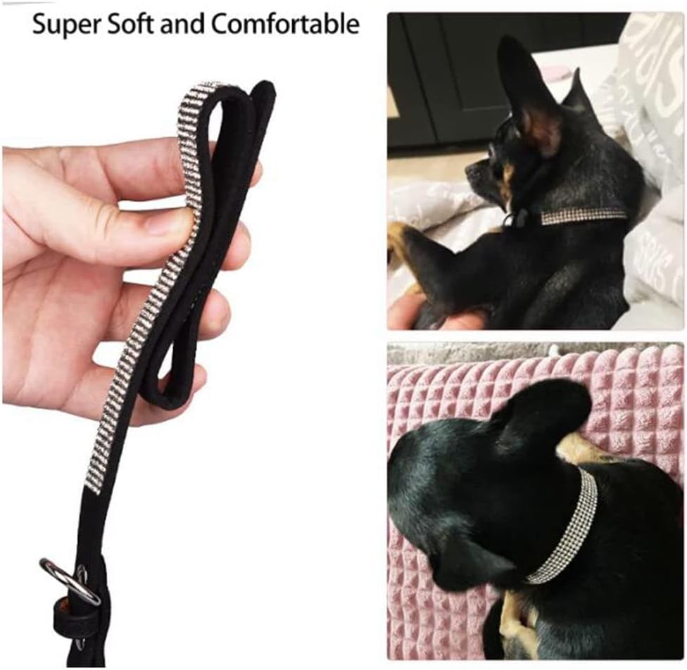Small Dog Collar with Rhinestone Crystal Diamond Colorful Bling Girl Cat Collars Black XS