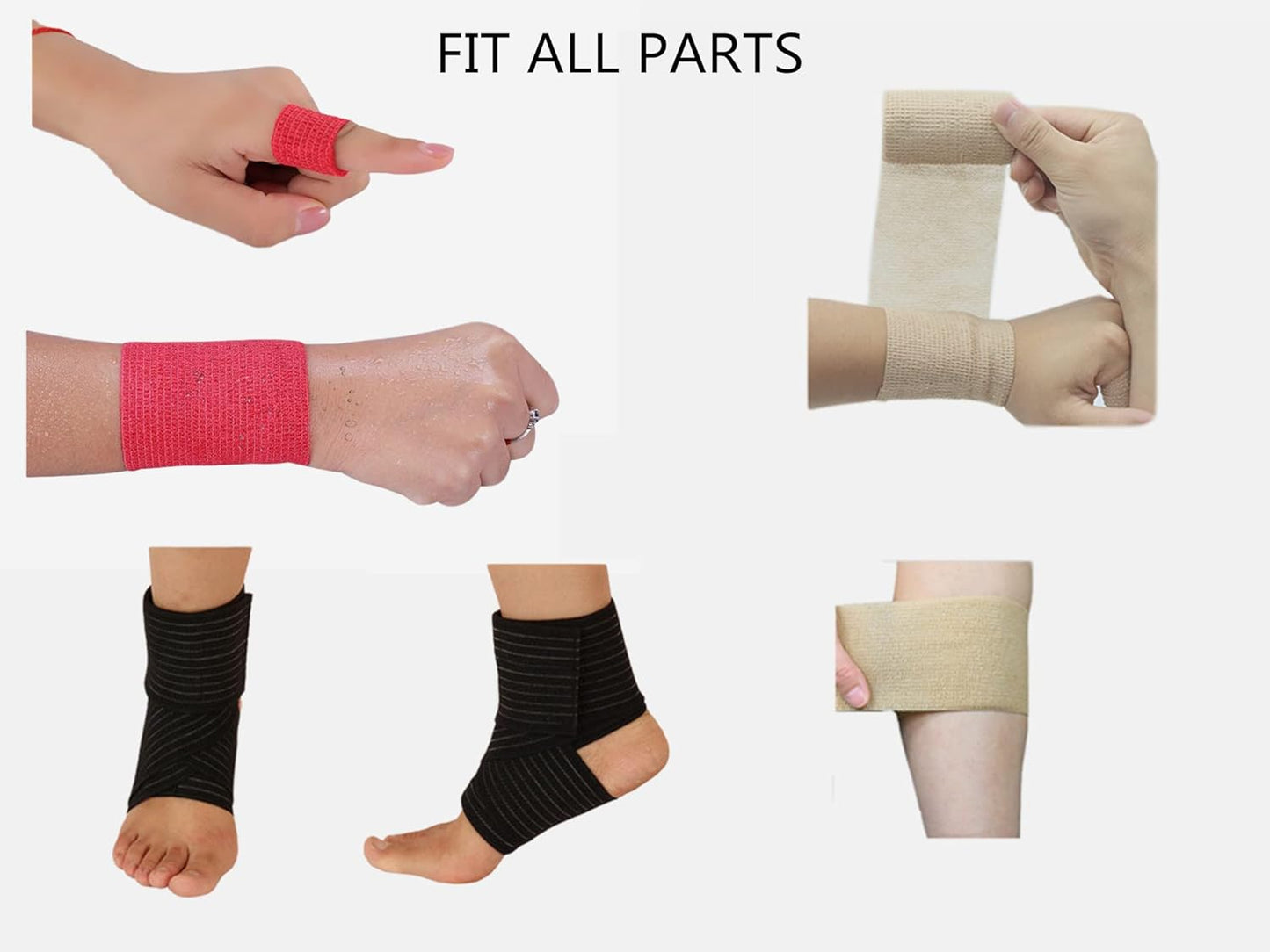 6 Pack 1" x 5 Yards Self Adhesive Bandage Wrap Breathable Cohesive Vet Wrap for Pets, Elastic Self-Adherent Tape for Sports, Wrist, Ankle (Pink)