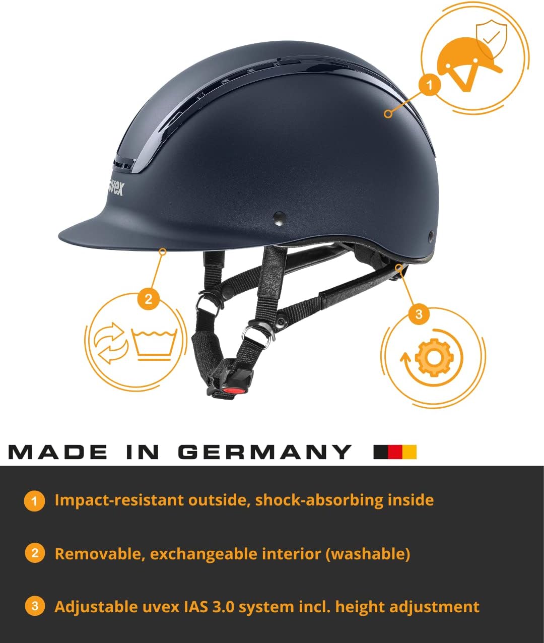 uvex suxxeed Active Horse Riding Helmet for Women & Men, Navy, S-M - Adjustable & Excellent Ventilated Helmet