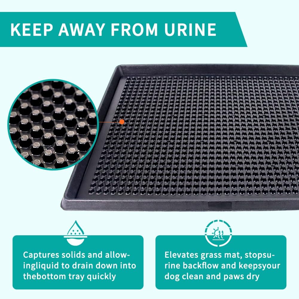 Artificial Grass Pad with Tray - 16"x20" Dog Potty for Puppy Training - with 2 PCS Reusable Replacement Fake Grass Pee Pads, Indoor/Outdoor Small Dog Litter Box for Apartment or Balcony/Patio