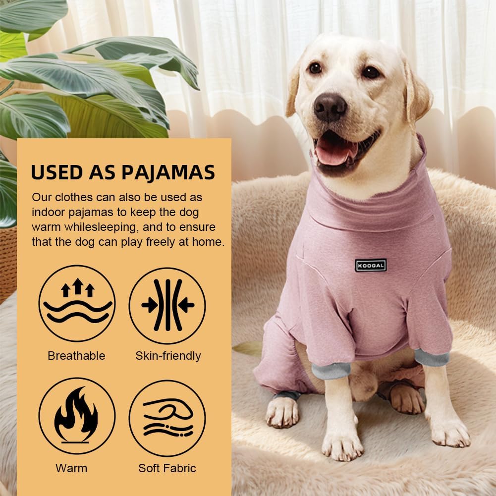 Dog Pyjamas PJS Sweater Clothes and Home Clothing Suitable for Small to Medium Breeds of Dogs, Dog Neutering Suits, Extra-Large Stretch Fabric, Four-Legged Clothes (Thin Pink, L)