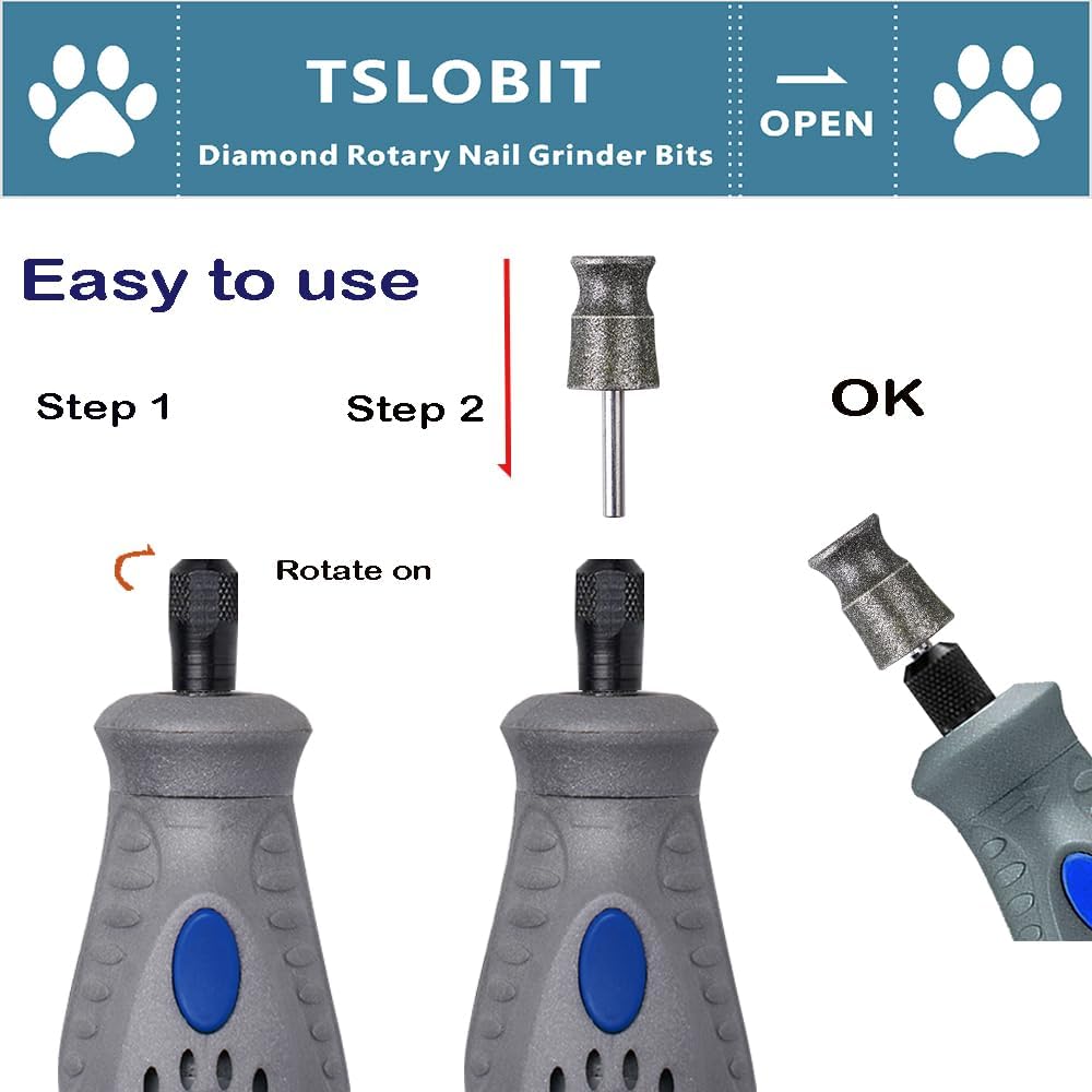 Diamond Dremel Dog Nail Grinder Attachment,1/8'' Pet Nail Grinder Wheel for Dremel Dog Nail Grinder, Diamond Rotory Bit for Dogs&Pets Nail Care(Large A)