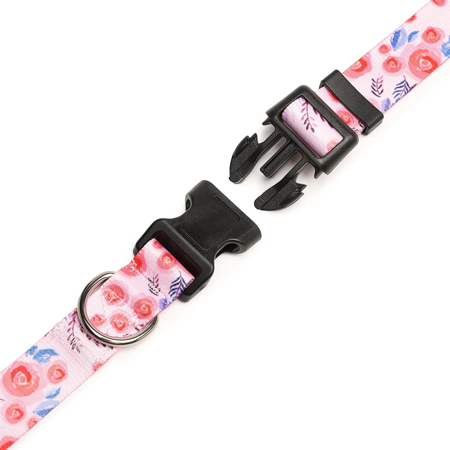Mercano Adjustable Dog Collar - Special Design Patterns, Soft Nylon Comfortable Durable Pet Collar for Small Medium Large Dogs (XS, Rose)