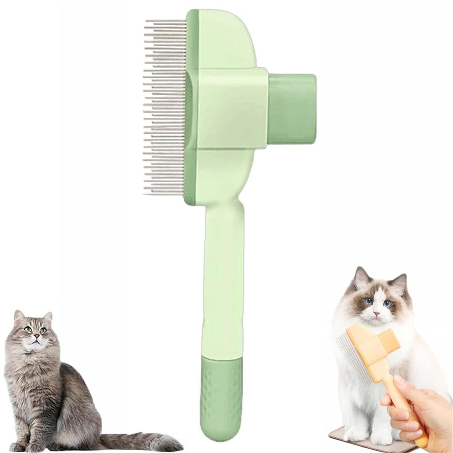 Avatore Zenbrush Cat Comb, Zen Brush for Cats, 2025 Upgraded Cat Brush with Release Button, Flea Comb for Cats, Click Self Cleaning Pet Hair Removal Combs