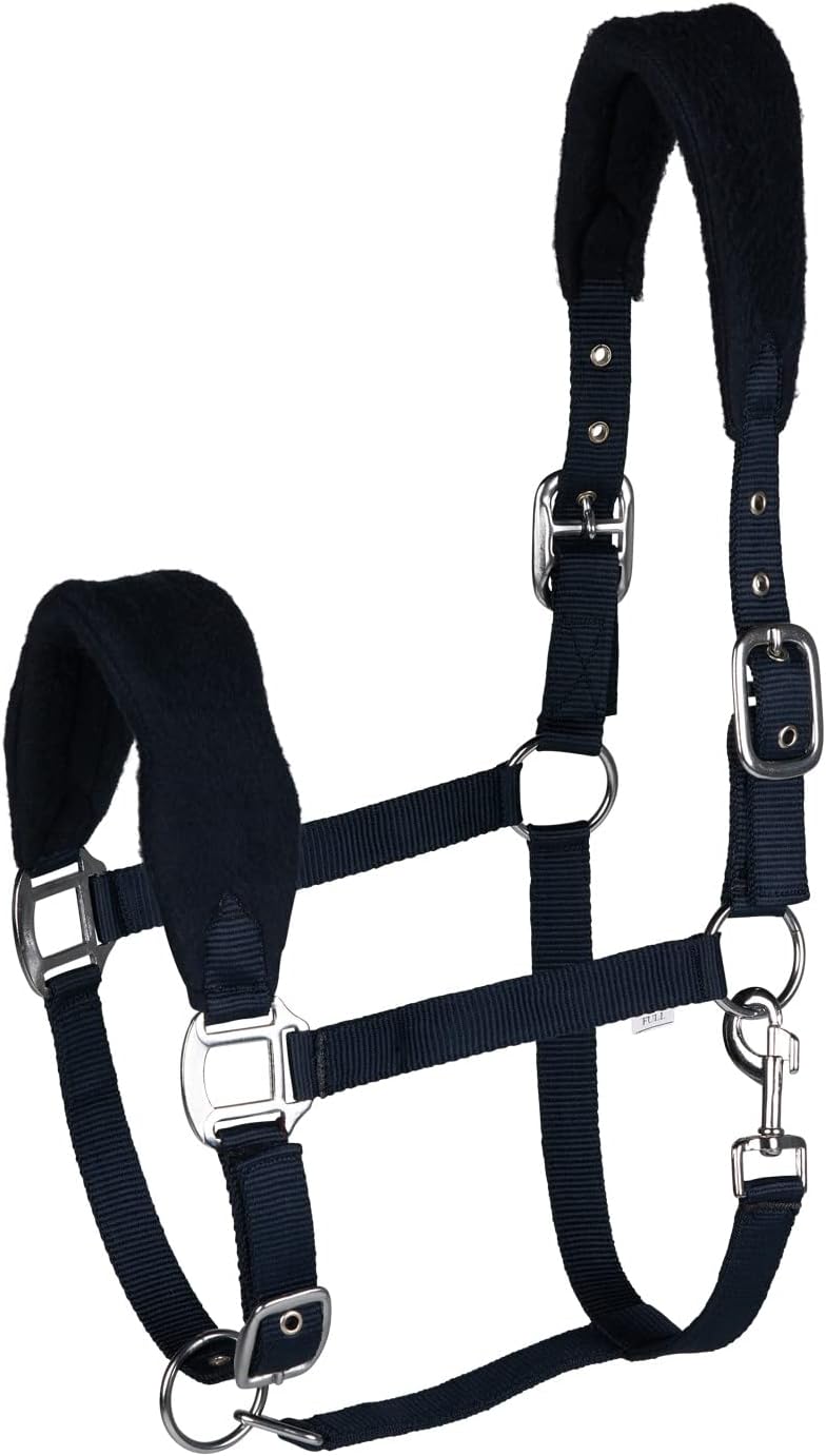 HORZE Kiel Adjustable Horse Halter with Fleece Padding - Dark Navy - Cob