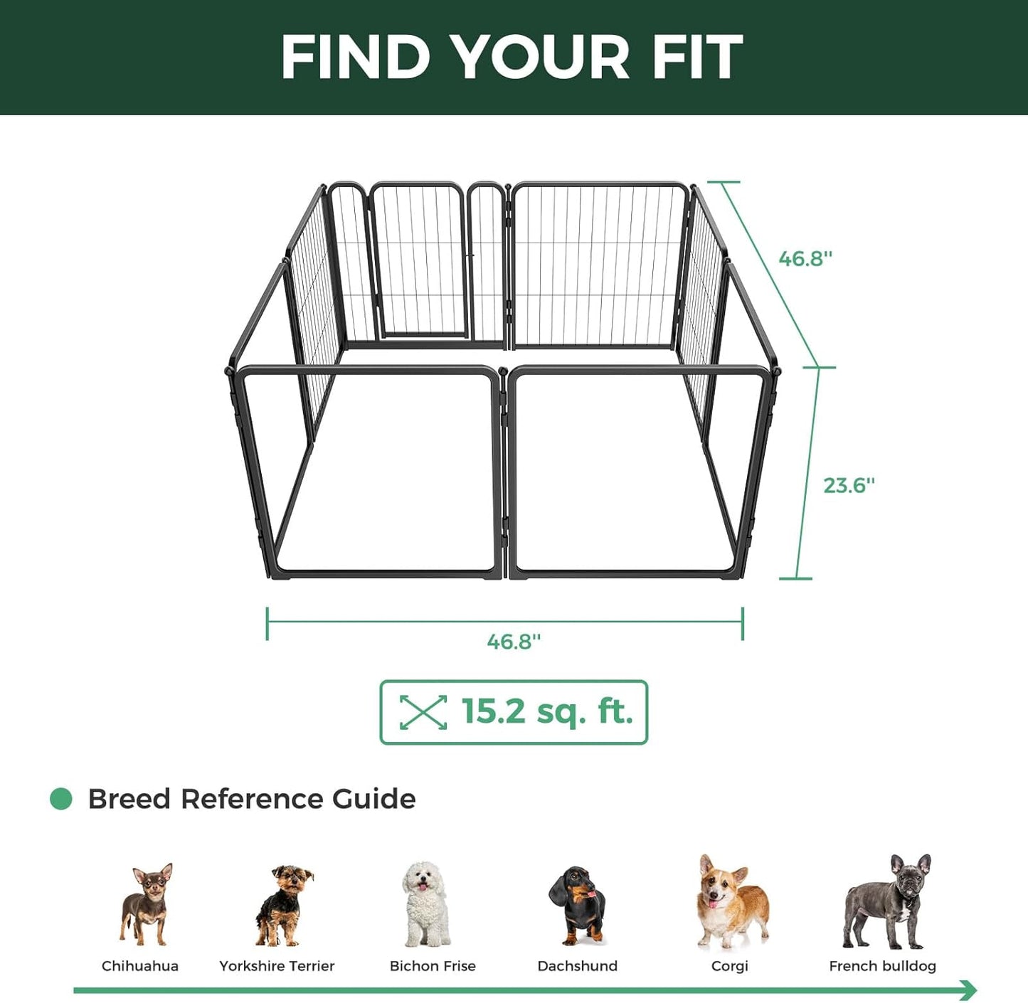 FXW Homeplus Unleashed Indoor Dog Playpen - Stress-Free and Safe Play, Heavy Duty 24 Inch 4 Acrylic Panels + 4 Wire Panels Dog Pen for Puppy and Small Dogs, Black│Patented