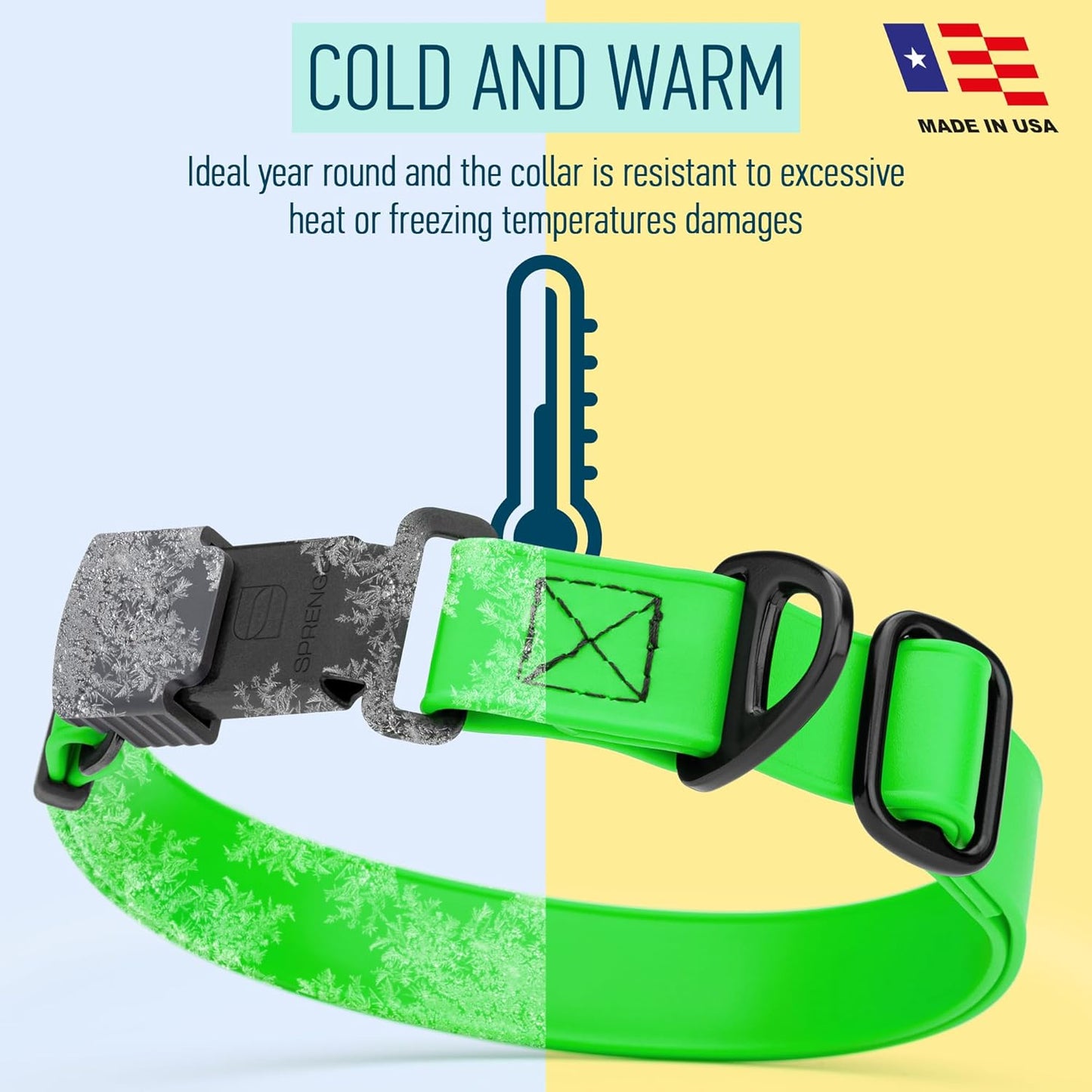 Dogline Biothane Waterproof Dog Collar with Herm Sprenger Black Stainless Steel Quick Release Buckle – Heavy Duty Tactical Durable Collar for Dogs – Comfortable and Safe Pet Collar W3/4" L12-19 Green