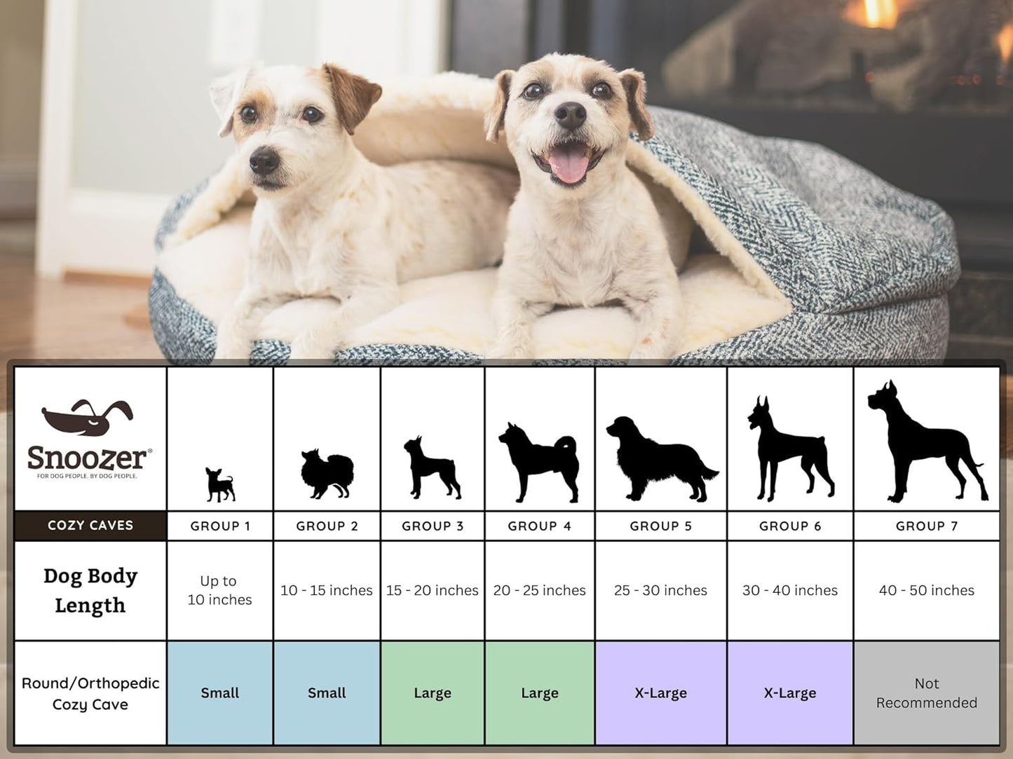 Snoozer Luxury Cozy Cave Dog Bed - Indoor Dog Bed with Cover Cave, Covered Calming Burrow for Small Sized Pets with Blanket Attached, Enclosed, Washable - Small, Palmer Indigo