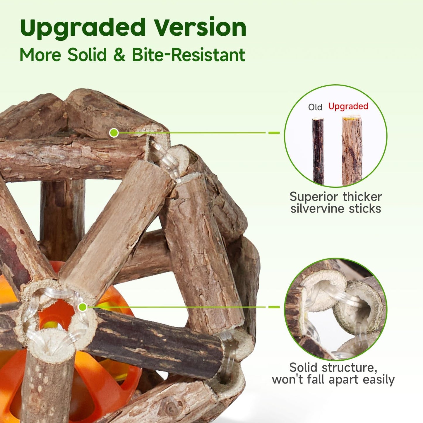 Potaroma Catnip Toys, 3Pcs Cat Toys Natural Silvervine Stick Cage Balls & Bell Ball for Indoor Cats, Kitten Cleaning Teeth Molar Matatabi Cat Chew Toy All Breeds