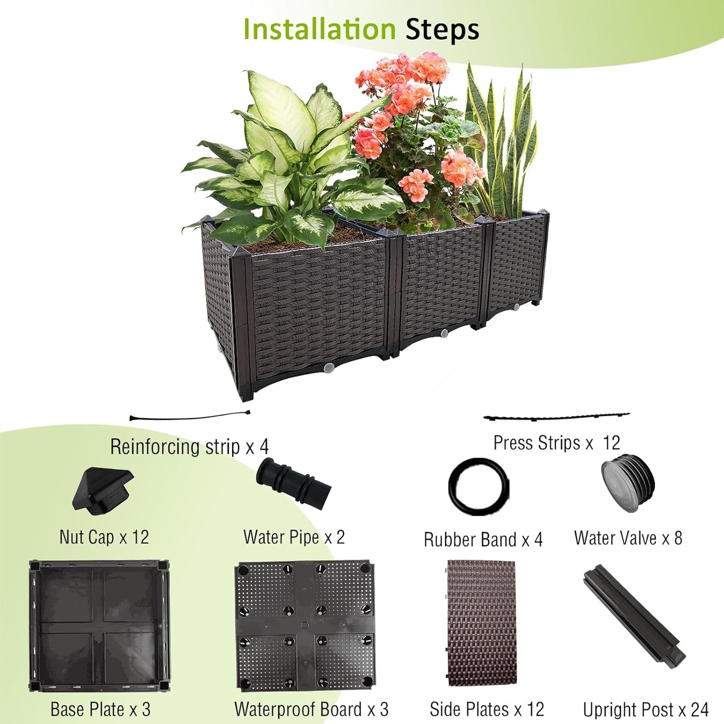Raised Garden Bed Large Planters for Outdoor Plants Deepened Plant pots Planter Box Elevated Garden Patio Balcony Deck to Planting Flowers Vegetables Tomato and Herbs
