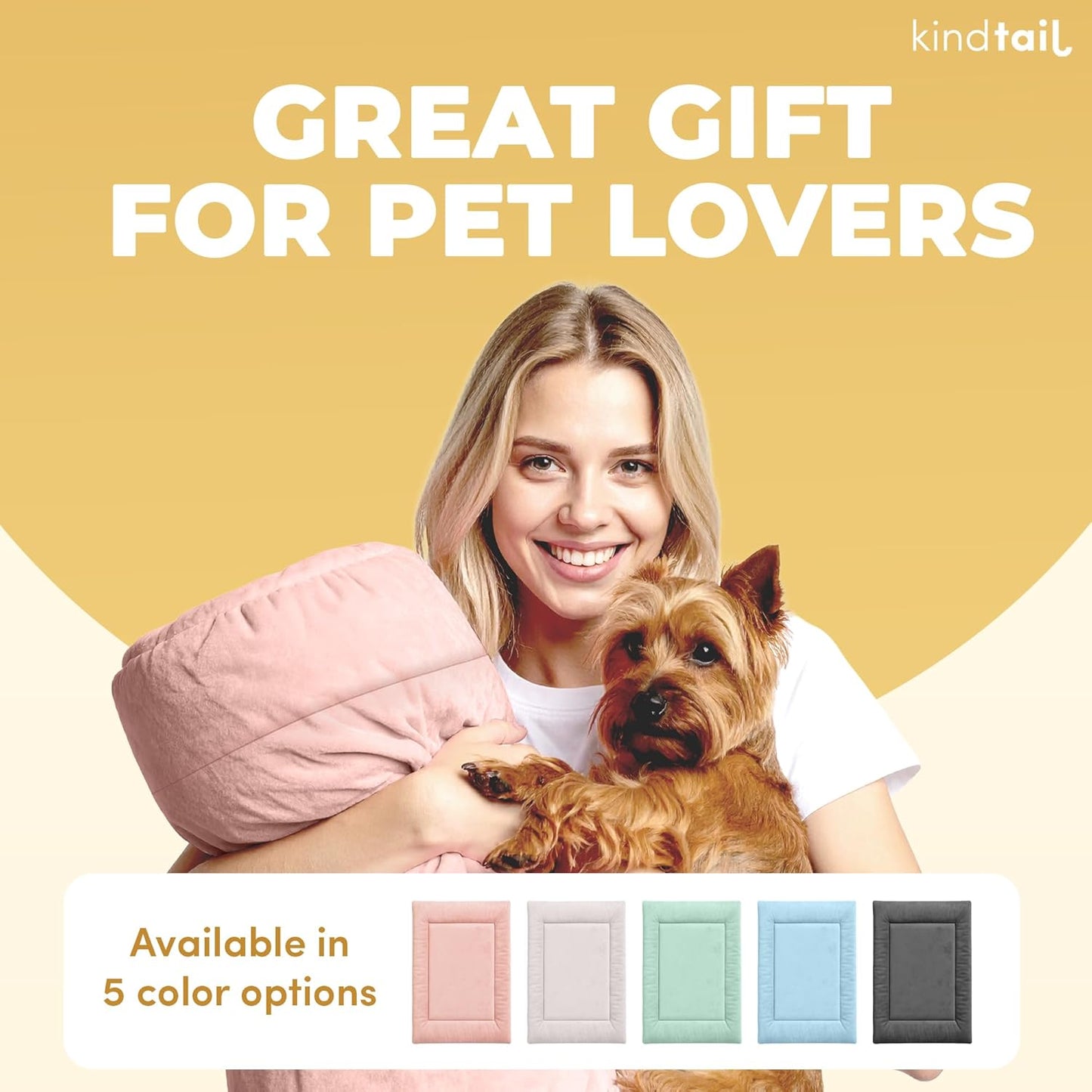 KindTail Dog Crate Pad - Soft Velvet, Reversible Bed - Machine Washable Kennel Mat for Pets up to 25 lbs - Mattress for Cozy Sleeping - 25” x 19” x 1” (Dark Grey, Medium)