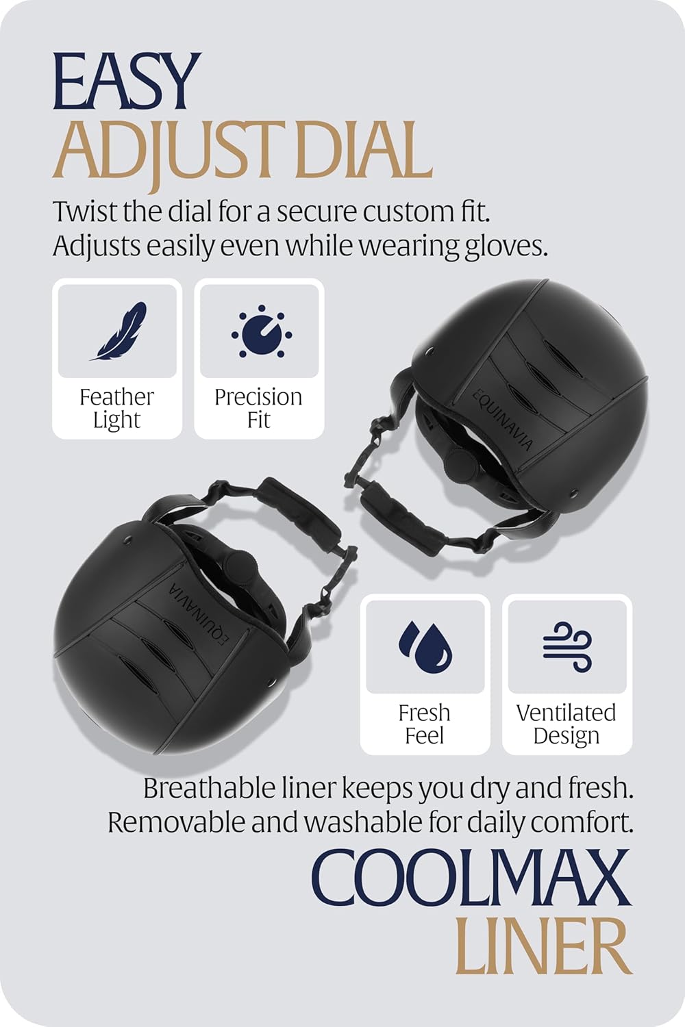 Equinavia Gardian Riding Helmet - Lightweight, Low-Profile Design with Airflow Vents, Easy-Adjust Dial, Removable Coolmax® Liner, ASTM F1163-23/SEI Certified