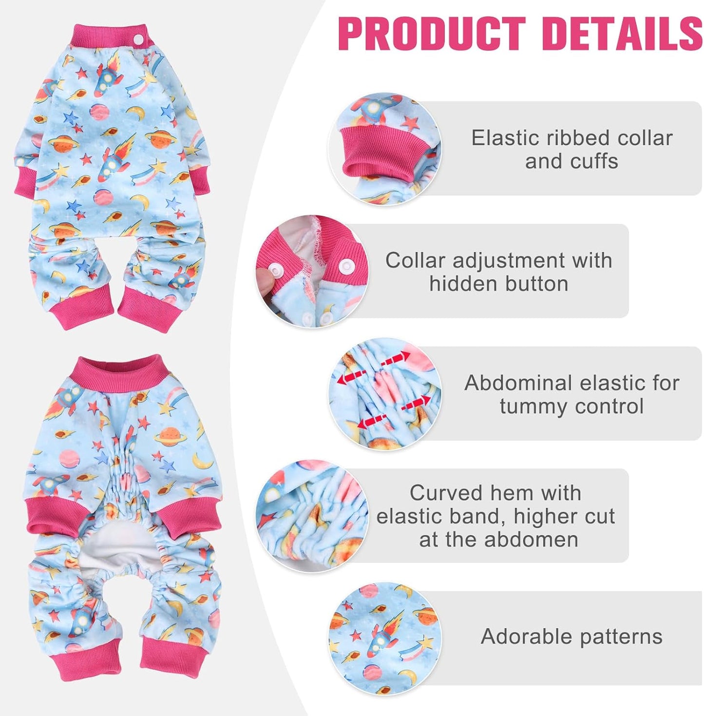 BEAUTYZOO Dog Pajamas Small Sized Dog, Summer Doggie Pajamas for Boy Girl, Soft Strechy Cotton Puppy Pjs Jammies Onesies for Men Women, Pet Jumpsuit Body Suit Cat Apparel Clothes, Blue S
