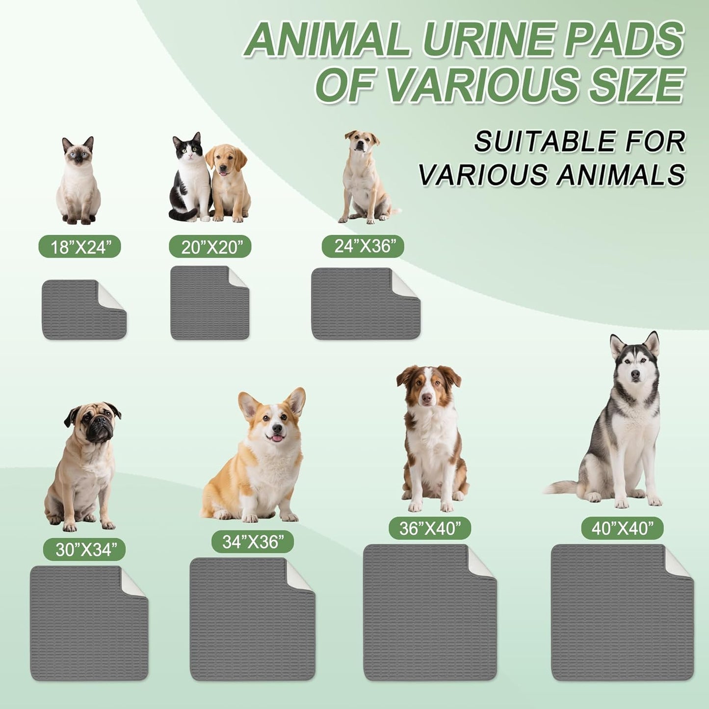 Washable Pee Pads for Dogs, 2 Pack Reusable Puppy Pads Dog Pads, Non-Slip Dog Pee Pads, Leakproof Pet Pee Pads Wee Wee Pads for Dogs. (Dark Grey, 40"x40"(Pack of 2))