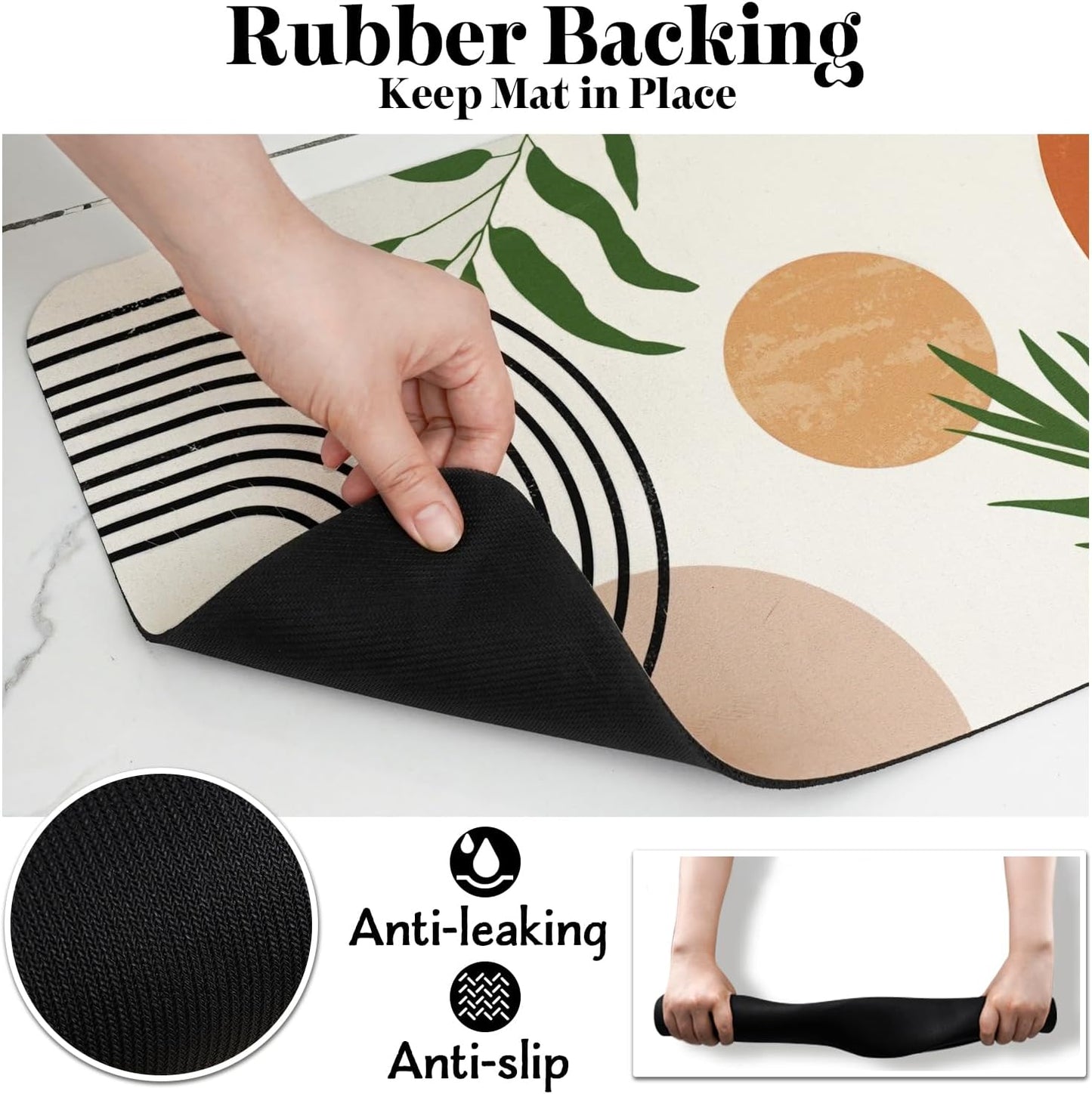 Dog Food Mats for Floors Super Absorbent, Pet Cat Food Mat - Non Slip Dog Bowl Mats for Food and Water, Eco-Friendly Boho Dog Placemats Feeding Mat