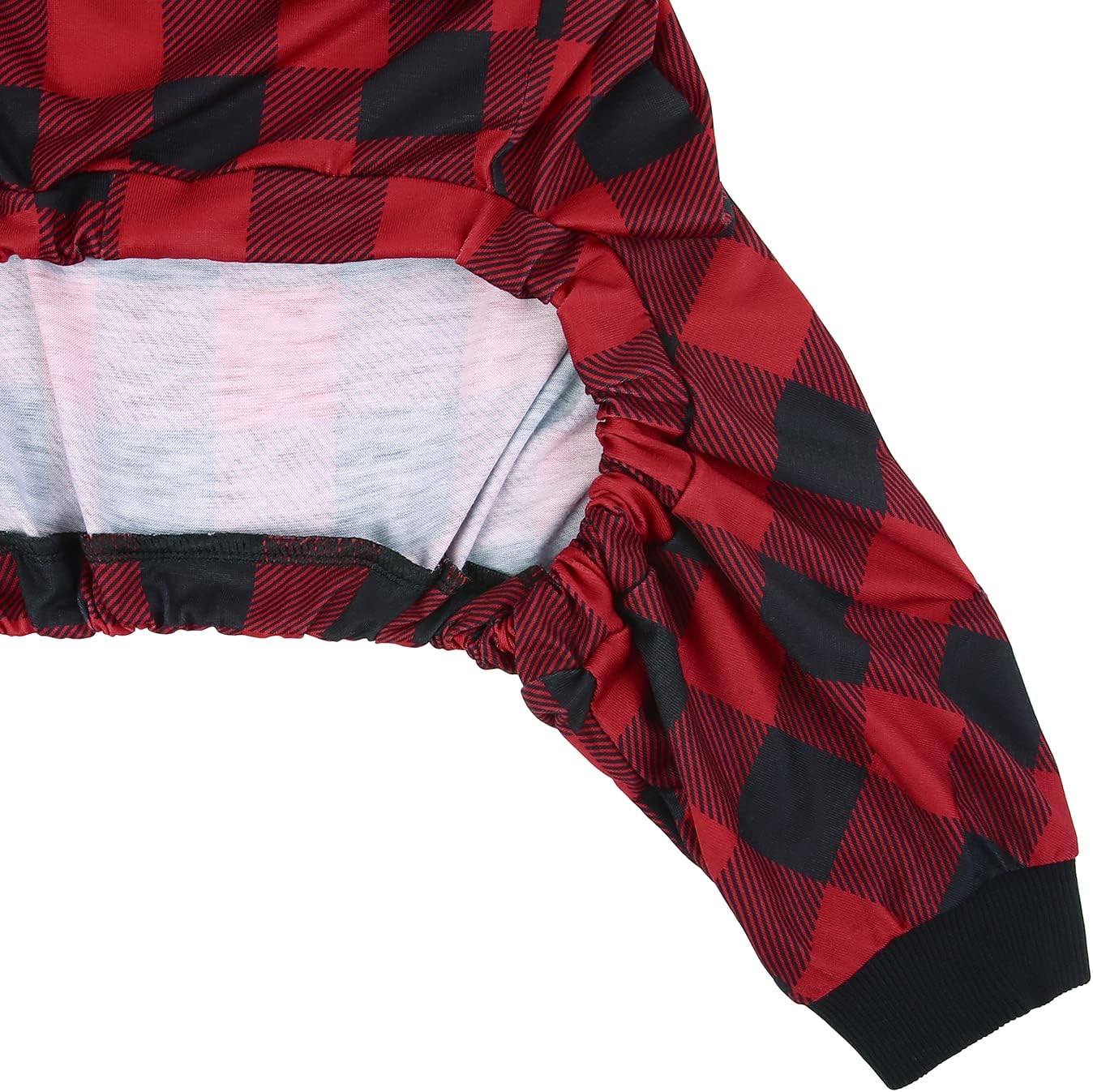 HDE Dog Pajamas One Piece Jammies Jumpsuit Pet Clothes Outfit Stretchy Lightweight Comfy Shirt Pjs for M-3XL Dogs Buffalo Plaid - XXL