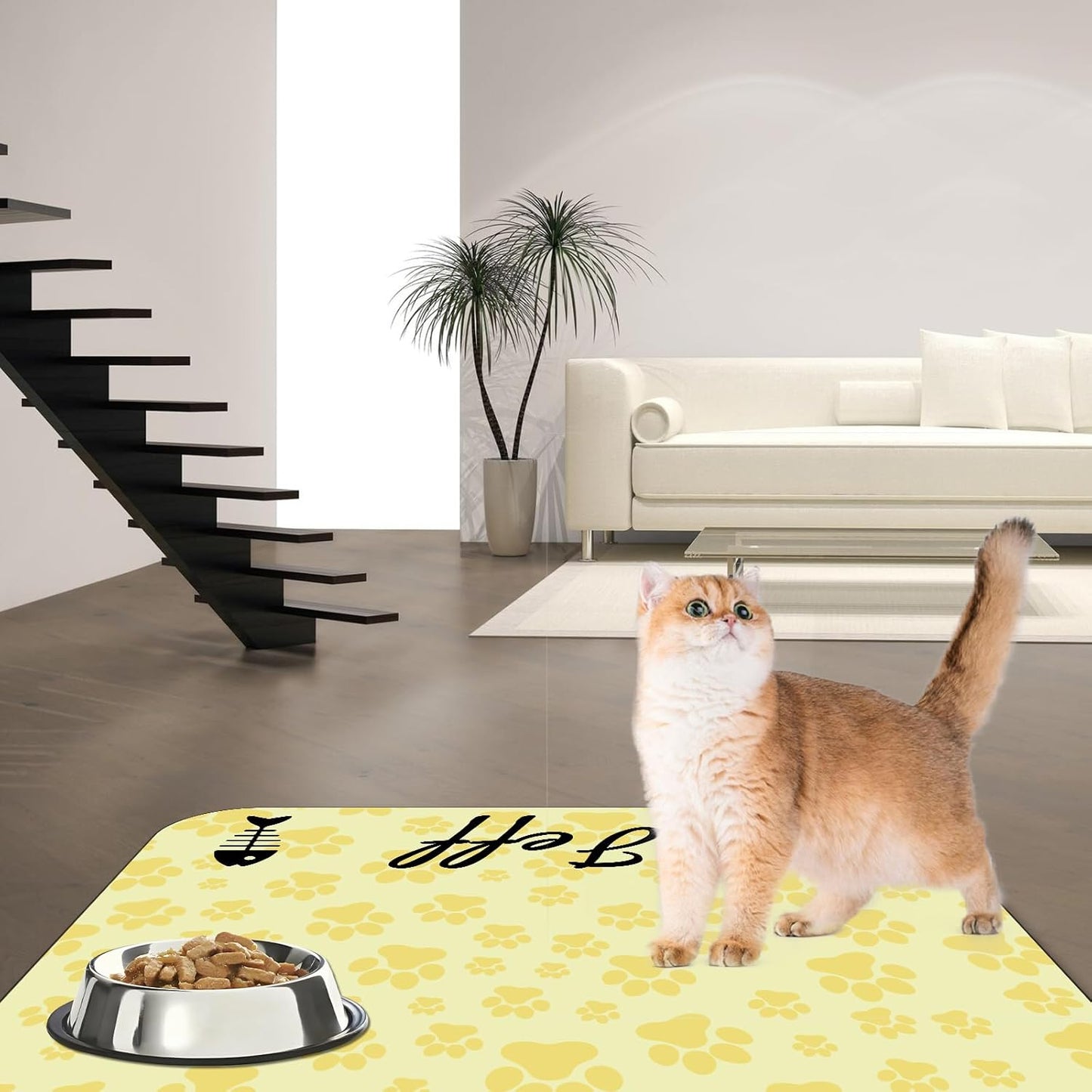 Personalized Dog Cat Feeding Mat Custom Pet Food Mat Waterproof Non-Slip Customized Puppy Name Photo Placemat Dish Rug Floor Protector Gifts for Pets Lover Pattern 5