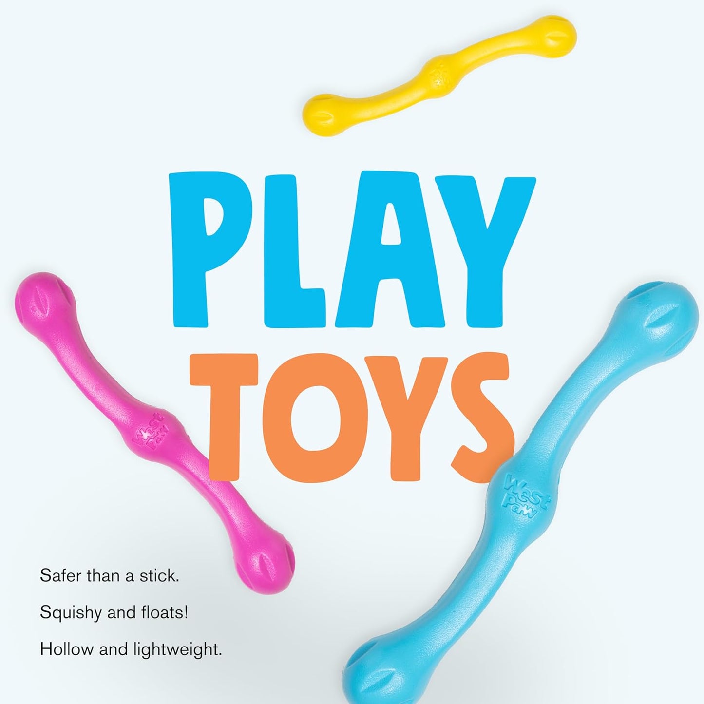 WEST PAW Zogoflex Echo Zwig Squeezy Dog Fetching Stick – Bouncy, Hollow, Squishy Interactive Toy for Puppies, Large Dogs – Floatable Stick, Lightweight Chewy Toy for Catch – 13.75” Dandelion Yellow