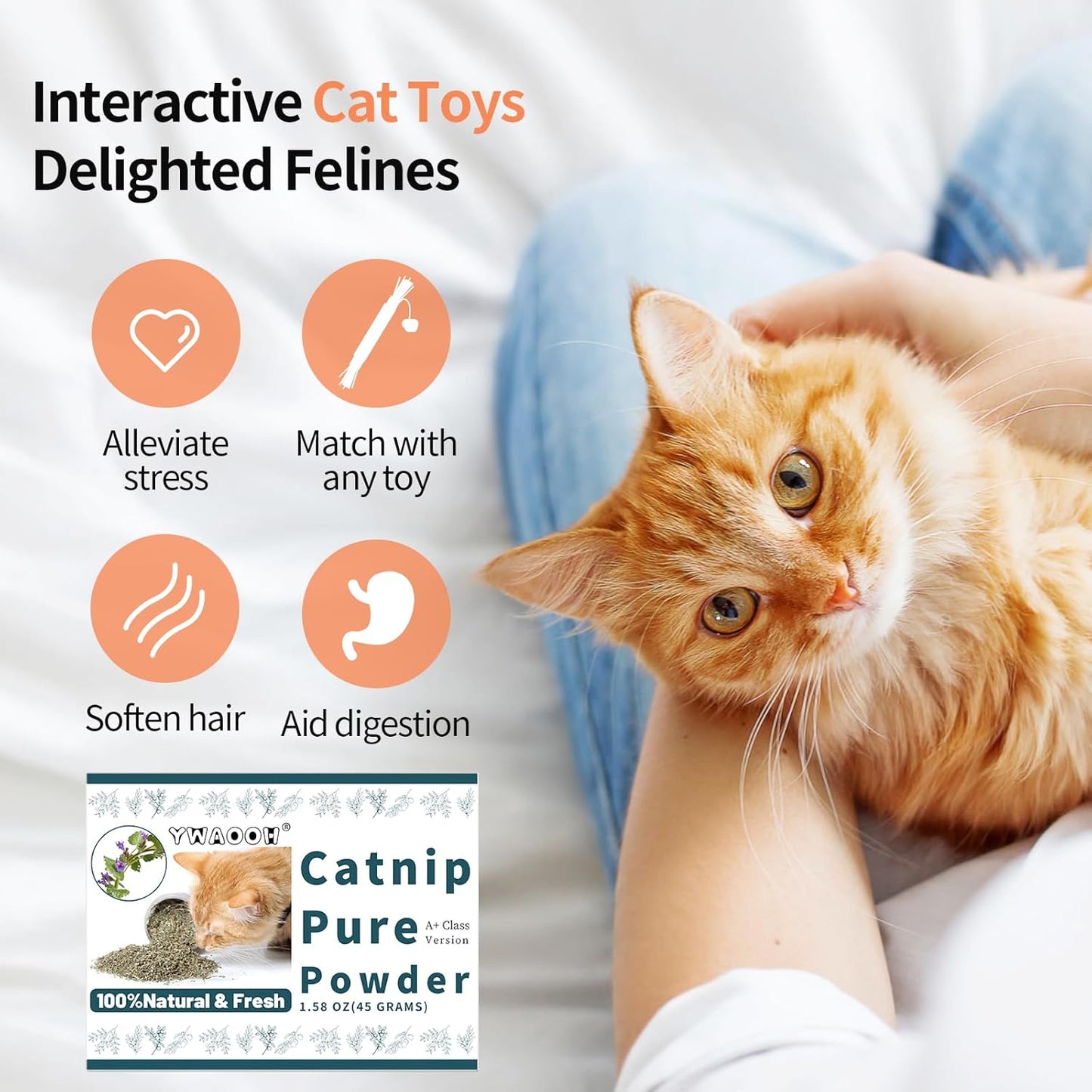 Premium Catnip for Cats & Kittens โ Cold-Processed, High Potency Nepetalactone, 100% Pure Organic Leaf-Only Catnip for Toys, Scratchers, Refills, Stimulates Play & Protects Furniture - 45g