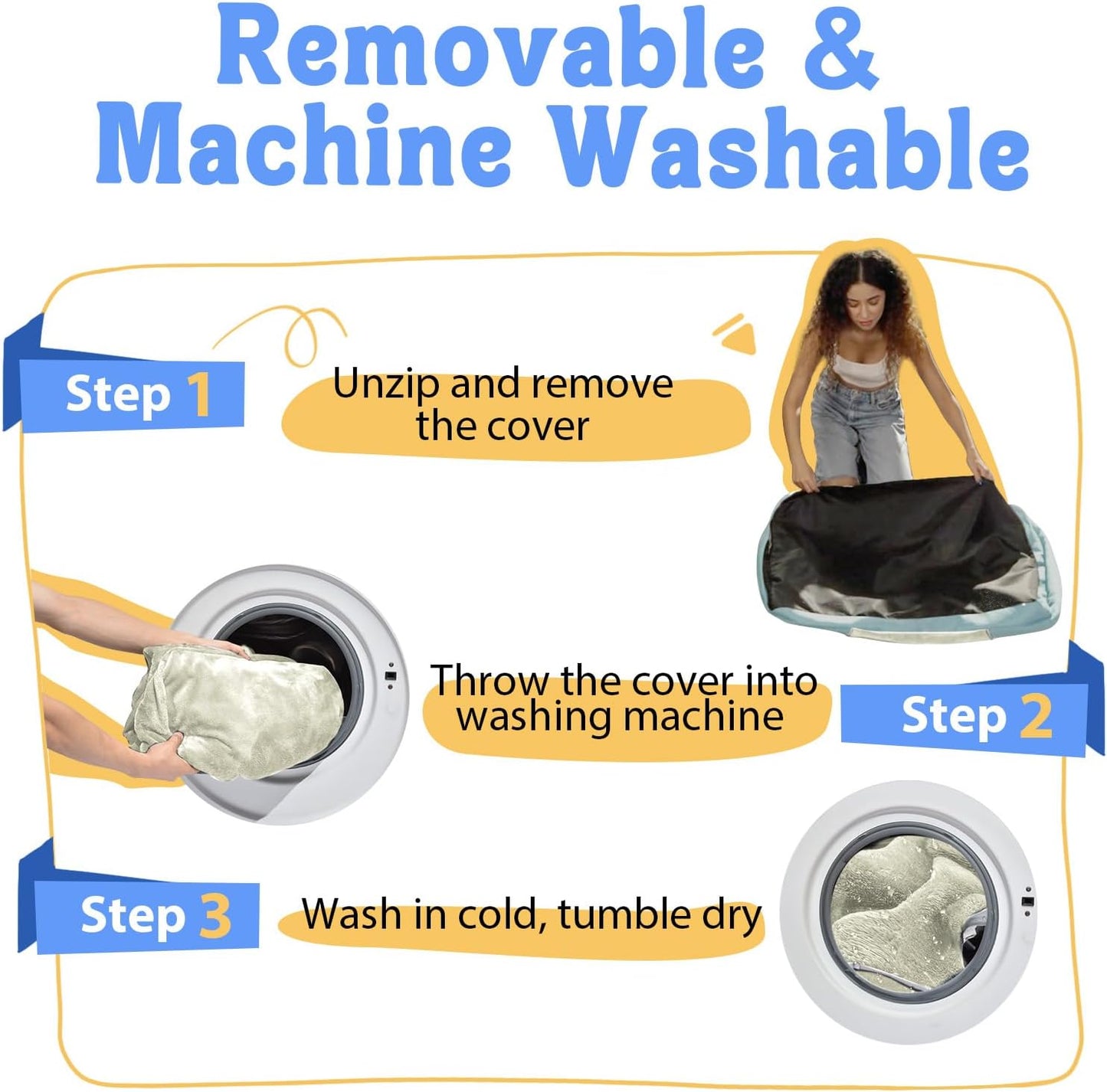 Washable Orthopedic Large Dog Bed - Dog Beds Large Sized Dogs with Removable Cover Waterproof Orthopedic XL Pet Bed with Bolster