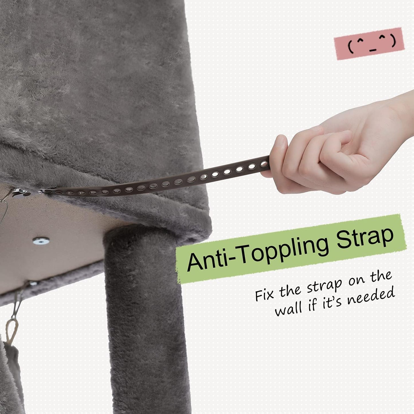 PEQULTI Floor to Ceiling Cat Tree 92.9’’-101.6’’ Height Adjustable Cat Tower Tall Kitty Climbing Play House with Scratching Posts, Cozy Condo, Perches and Large Hammock for Indoor Cats Gray