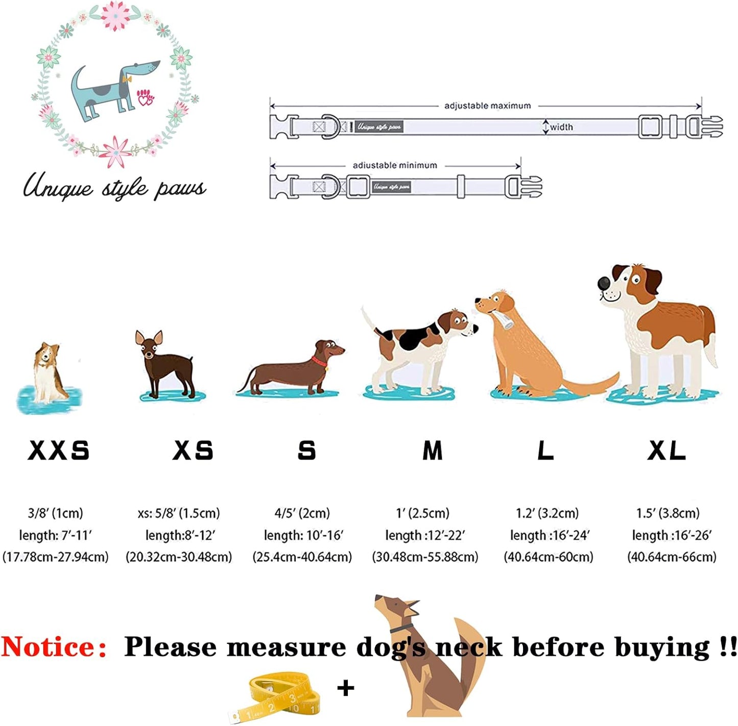 Unique style paws Christmas Dog Collar with Bow Best Winter for Small Medium Large Dogs -Christmas Tree-XS