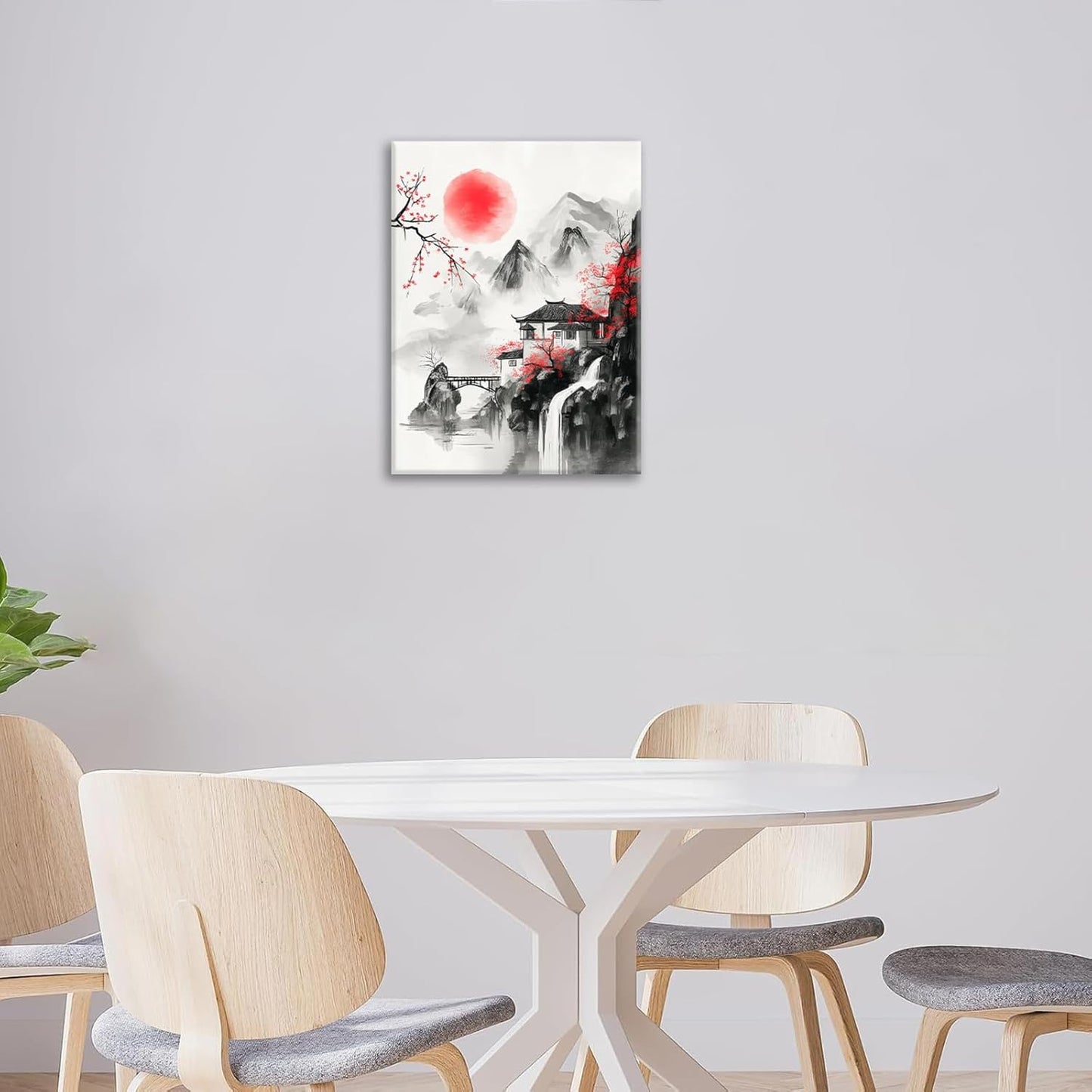 Japanese Wall Art Canvas Asian Nature Wall Decor Prints Framed Painting Mountain Landscape Pictures Gifts Artwork for Bathroom 12"x16"