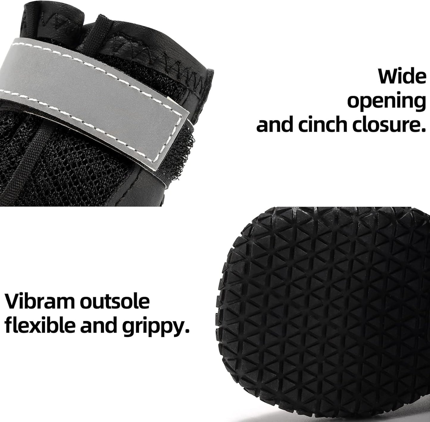 Hcpet Dog Boots for Large Dogs, Dog Shoes for Hot Pavement Winter Snow, Paw Protector Dog Booties Designed for Comfort and Breathability, Outdoor Booties for Small Medium Dogs for Hiking Black Size 5