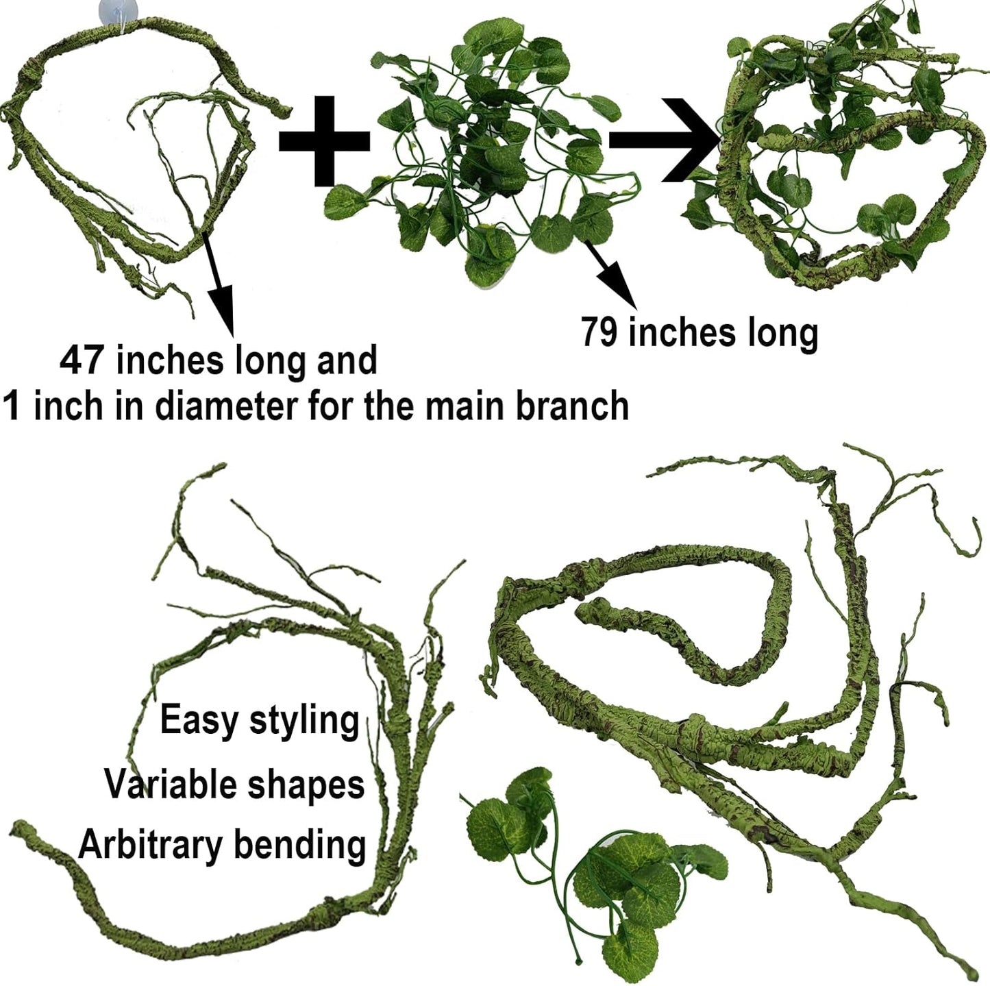 Reptile Plants for Bearded Dragon Tank Accessories, Terrarium Plant Artificial Decor for Snake Cage, Fake Plant for Leopard Gecko Habitat, Lizard Chameleon Ball Pythons (Group BPN)