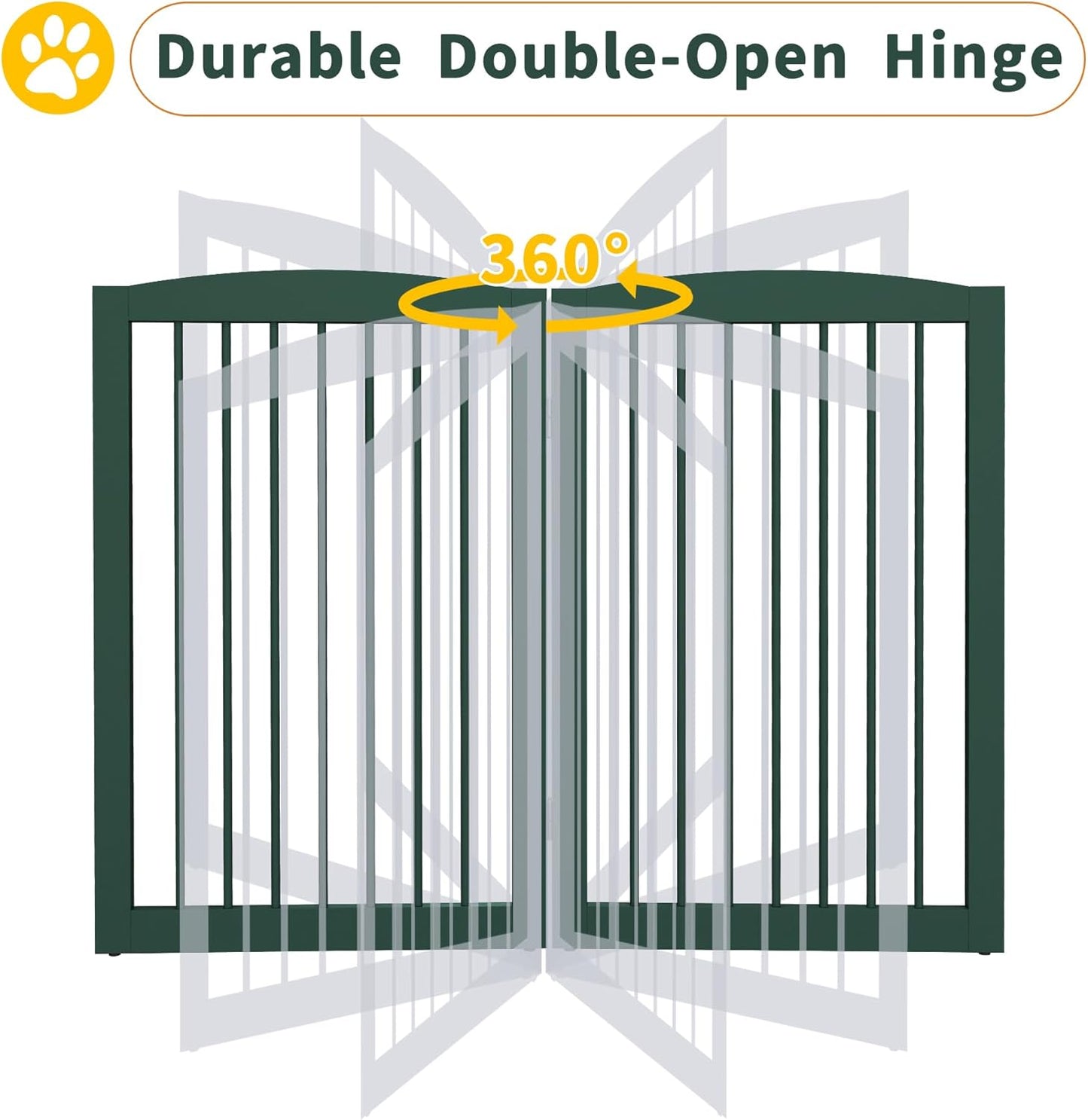 Freestanding Pet Gate for Dogs, Foldable Wooden Dog Gate for House Indoor, Step Over Pet Puppy Safety Fence for Stair, Doorway,Hall, Support Feet Included,3 Panels 32",Green