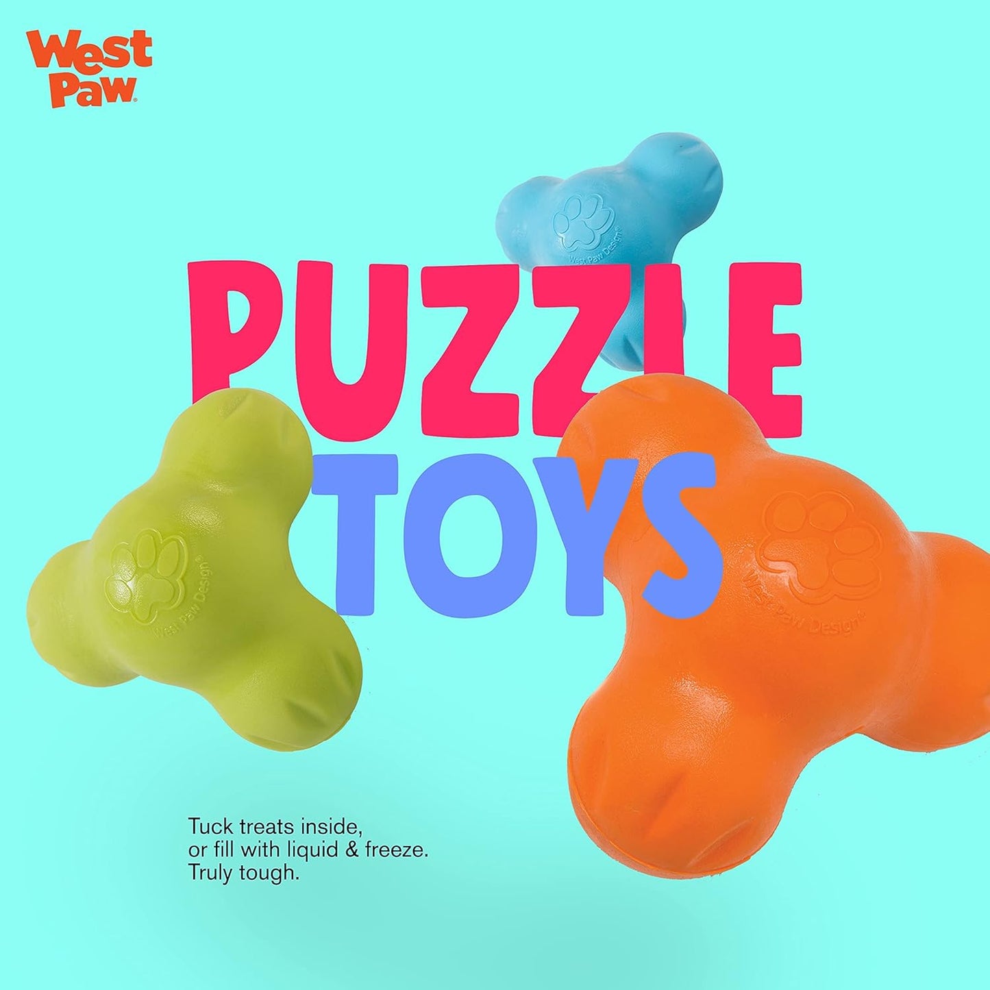 West Paw Zogoflex Tux Interactive Treat Dispensing Dog Chew Toy for Aggressive Chewers, 100% Guaranteed Tough, It Floats!, Made in USA, Small, Tangerine