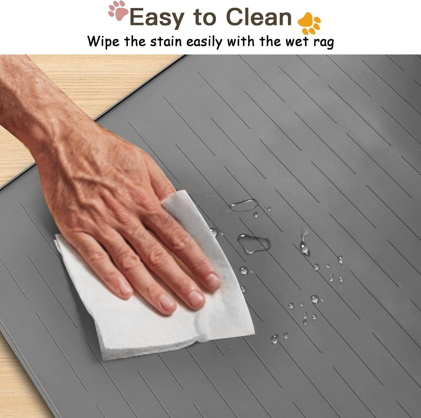 Large Dog Mats for Food and Water, 32"x24" Waterproof Pet Food Mats for Floor Nonslip Silicone Bowl Mats with Raised Edges