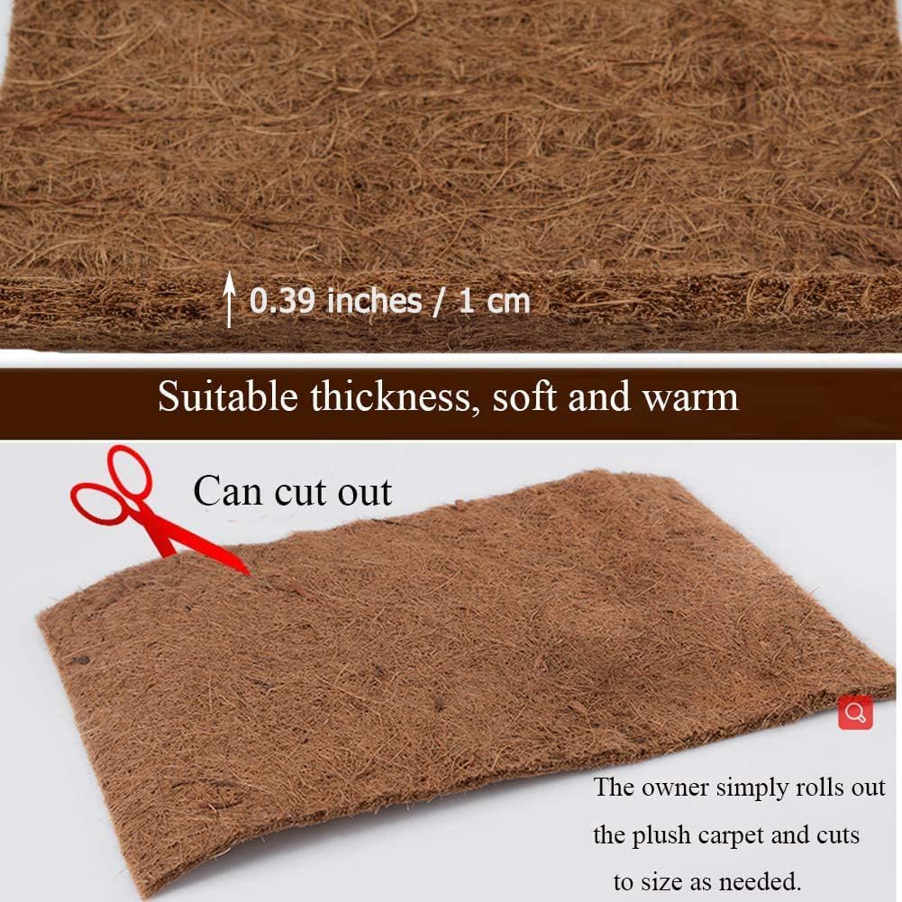 Hamiledyi Reptile Carpet Natural Coconut Fiber Tortoise Carpet Mats for Pet Terrarium Liner Reptile Supplies for Lizard Snake Chameleon Turtle Bedding Bunny Rabbit Mat (2 x Sheets)