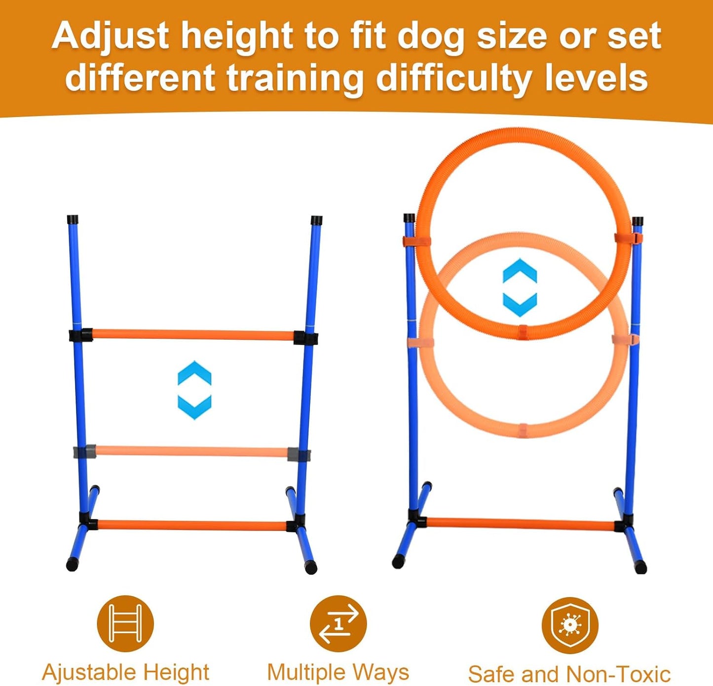 Agility Training Equipment for Dogs, Dog Agility Course Backyard Set Include Tunnel, Jumping Ring, Pause Box, 6 Weave Poles with Carry Bags