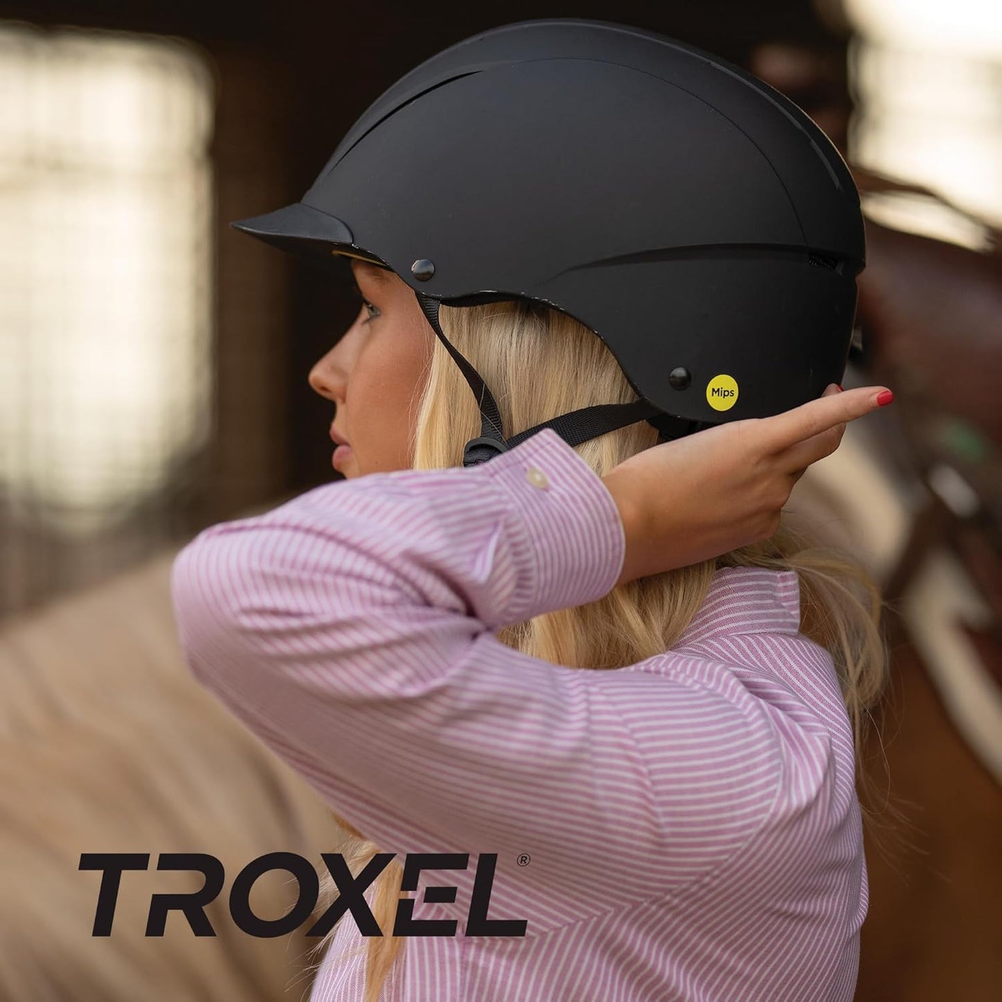 Troxel Spirit Full Coverage Horse Riding Helmet, Low-Profile & Adjustable Design, Safety Horseback Riding Gear, Small (6-1/2-6-7/8), Black Duratec