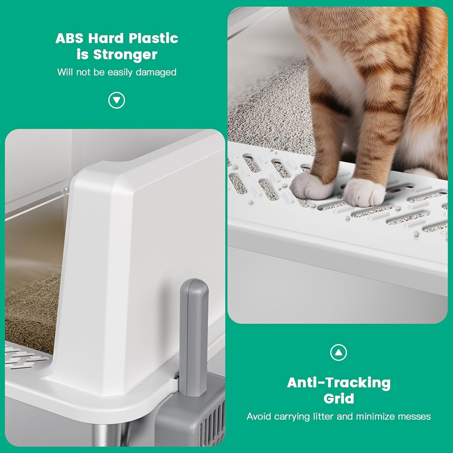 Tripamin XXL Stainless Steel Litter Box with High Sides 28"x20.5"x14" Extra Large Metal Litter Box for Big Cats&Multiple cat, Jumbo Top Entry Litter Pan with lid (White, XXX-Large)