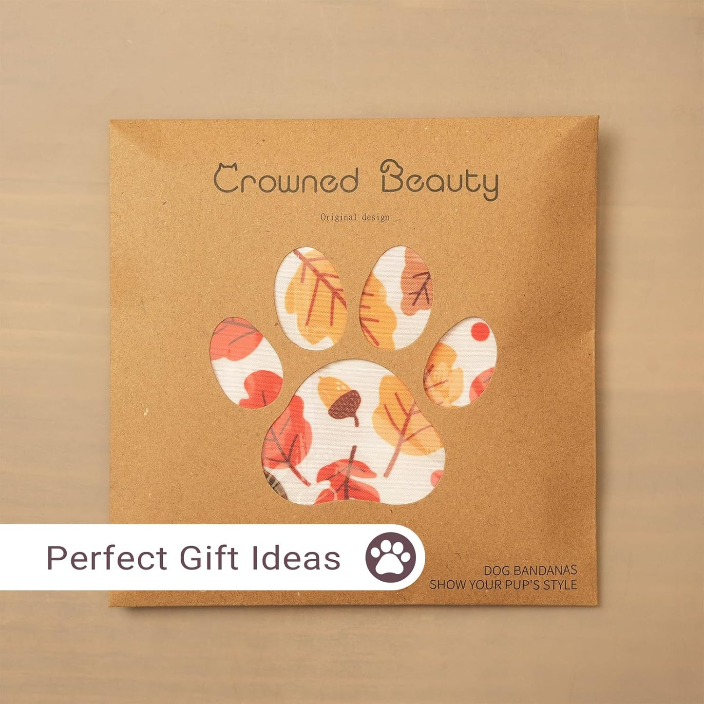 CROWNED BEAUTY Fall Dog Bandanas Reversible Large 2 Pack, Pumpkin Leaves Set, Orange Adjustable Triangle Holiday Scarves for Medium Large Dogs Boy Girl Pets DB180-L