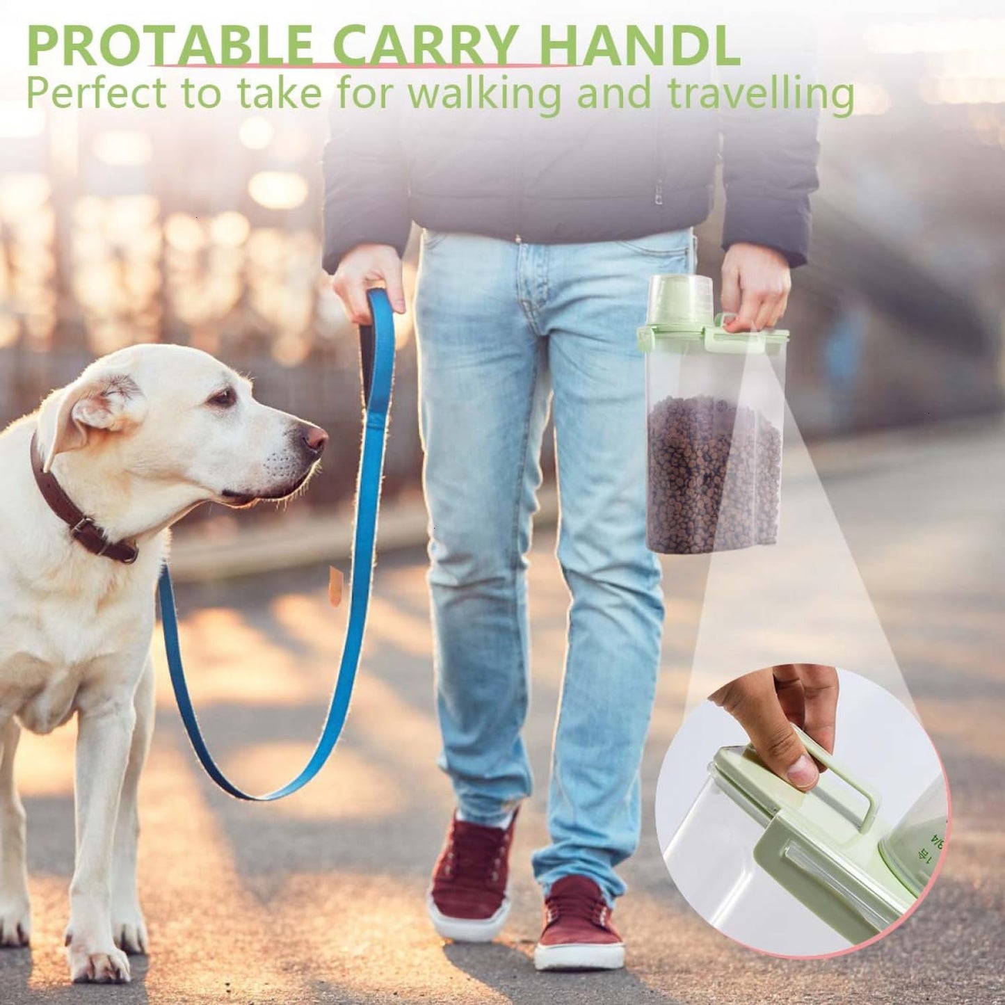 SenseYo 2.5lb Pet Food Storage Container with Measuring Cup, 3L Cat Food Storage Container Dog Food Storage BPA Free for Small Dog, Cat, Bird (Green)