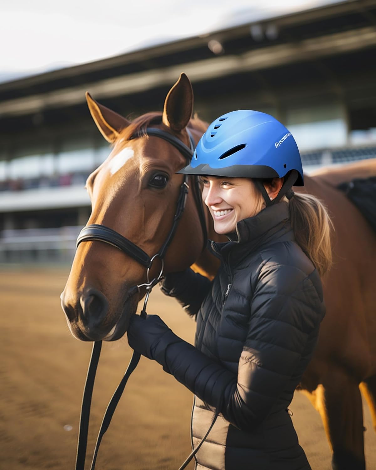 OutdoorMaster Equestrian Helmet, Horse Riding Helmet with Sun Visor and Excellent Ventilation, Adjustable Safe Helmet for Men, Women & Youth