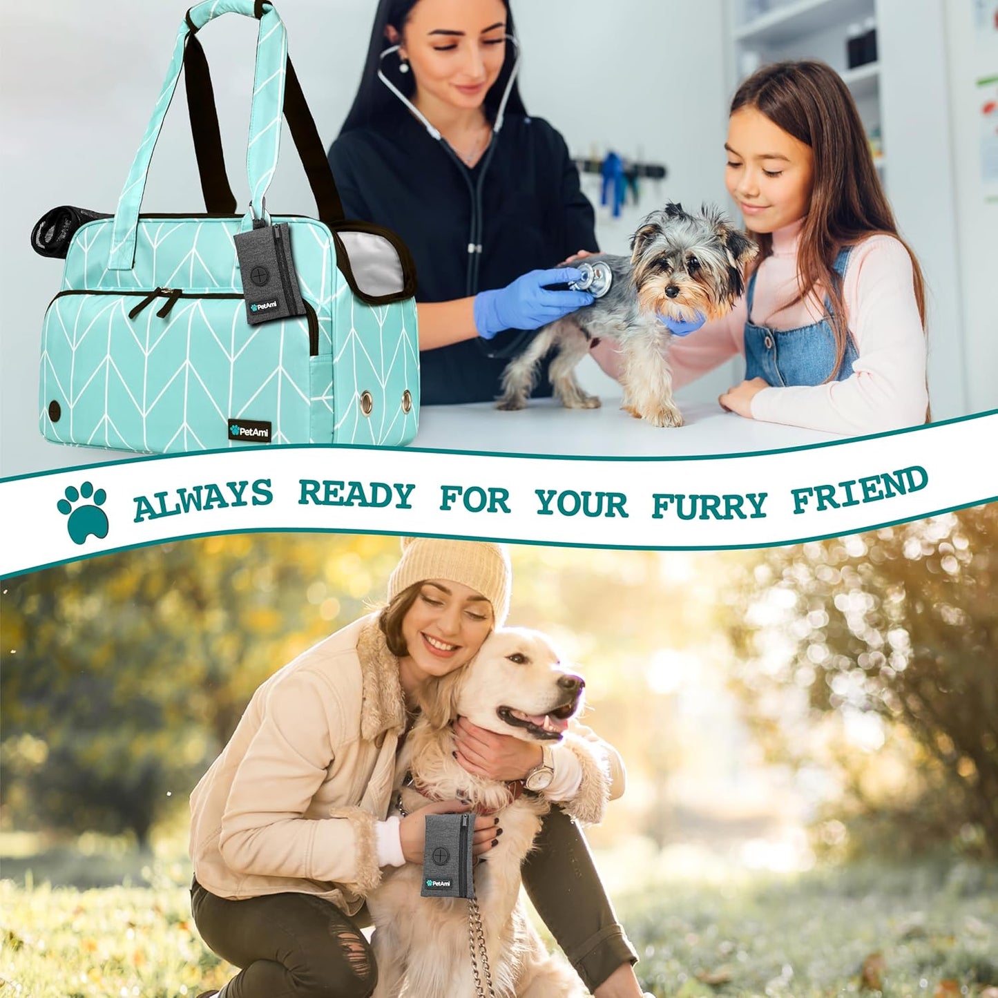 PetAmi Dog Poop Bag Holder for Leash, Dog Waste Bag Dispenser with Clip, Treat Pouch, Walking & Camping Accessory with Trash Bag Roll, Gray 1 Pack