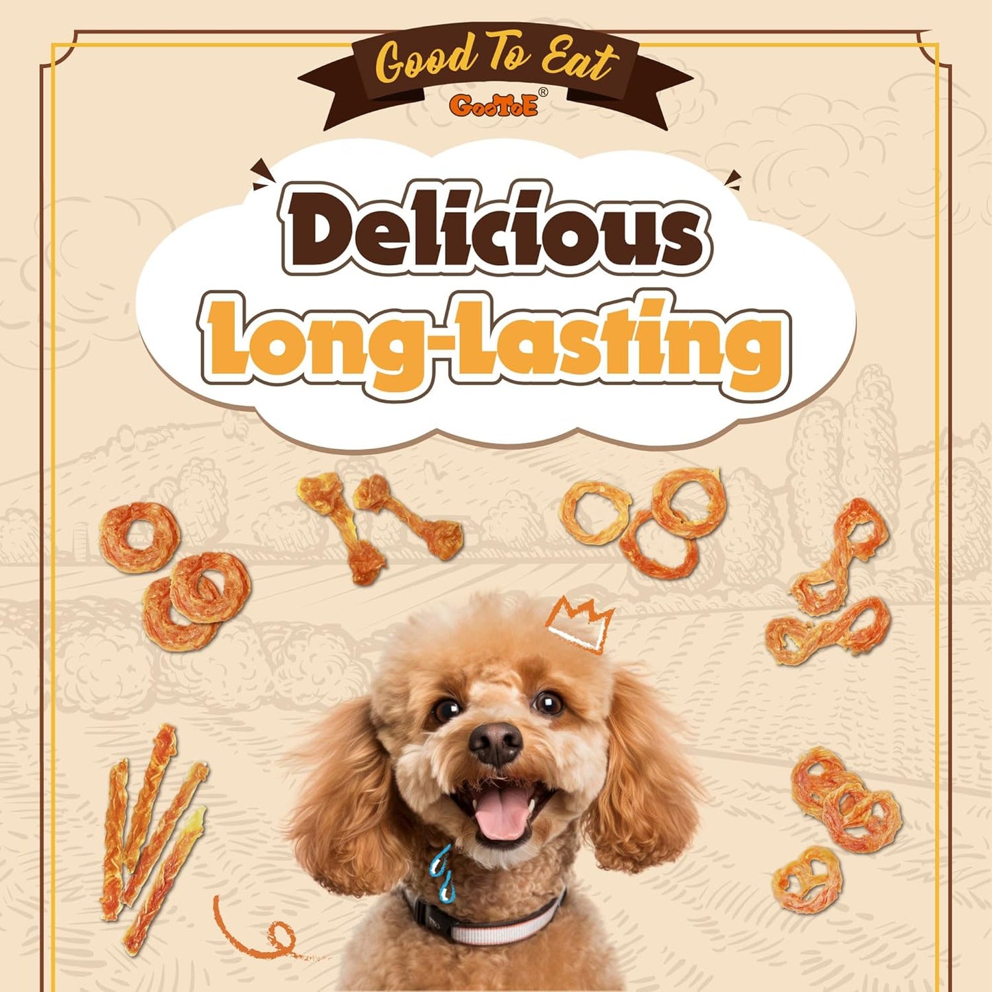 Gootoe Turkey Tendons for Dogs – All-Natural, Hypoallergenic Dog Treats, Rawhide Alternative, Long Lasting Puppy Chews, Healthy Dog Treats for Small Breeds, Rope (S), 6 Count Pack