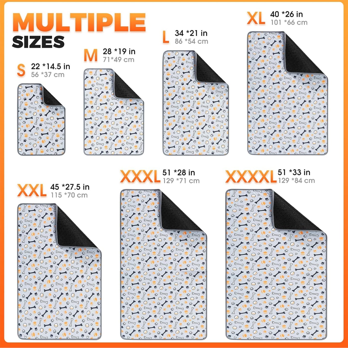 Hompet Washable Pee Pads for Dogs, 51"x28", 2-Pack Thick Heavy Absorbency Reusable Pee Pads Prevent Leakage Non-Slip, Pet Training Pads for Puppy Playpen, Crate, Potty, Floor, Bed, Sofa