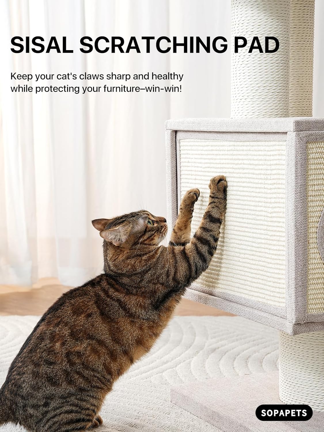 Maine Coon Cat Tree for Indoor Cats Large Adult,Modern Cat Tower for Extra Large Cats 20 lbs+,Heavy Duty Cat Tree with Sisal Scrathing Post,Hammock,Perch,Condo,Bed