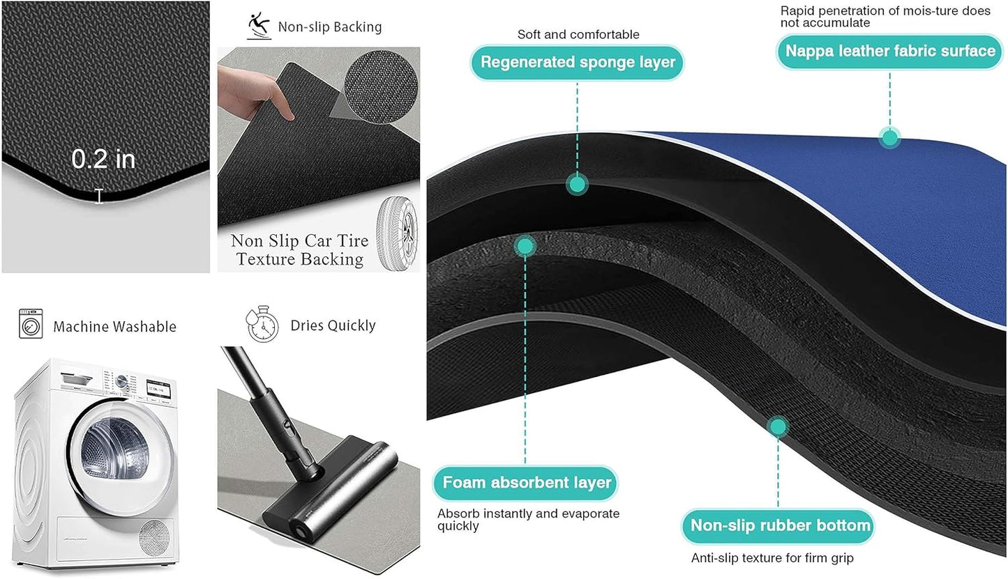 Pet Supplies Cat Feeding Bowl Mat - Absorbent, Easy Clean, Quick Dry for Cat Food and Water Dispenser - Grey, 19"x15"