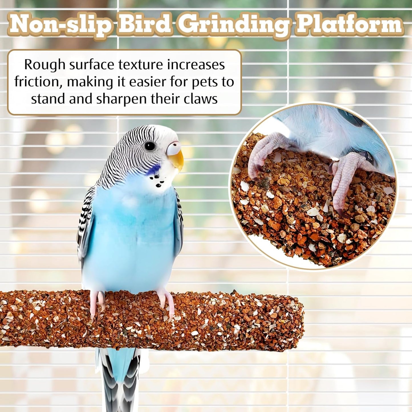 PINVNBY 4 PCS Natural Bird Perches Bird Grinding Stick Calcium Mineral Parrot Perch Stand Foot Claws Trimmer Chew Toy Bird Cage Accessories for Small Medium Budgie Cockatiel Conure Lovebird