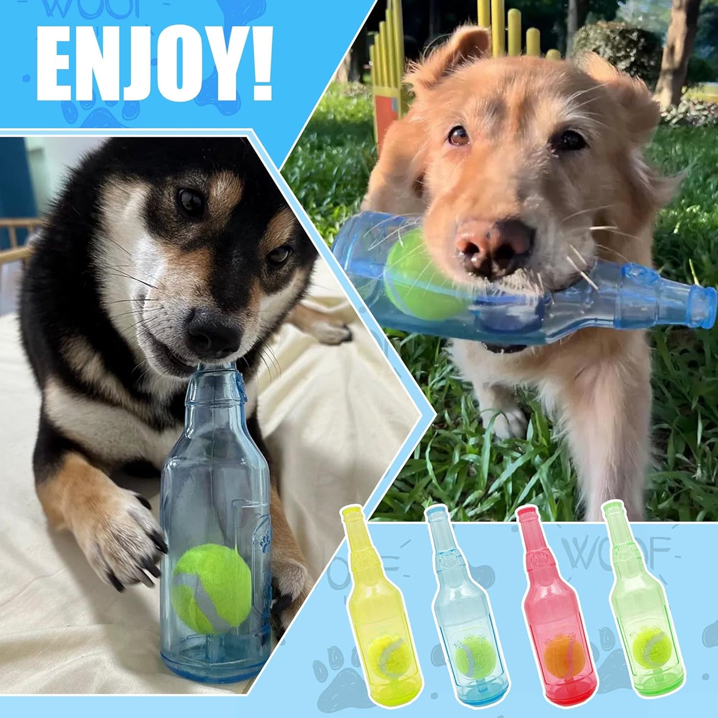 Dog Squeaky Chew Toy,Floating TPR Water Bottle Toys-Small Medium Large Breeds - Training Fetch -Indoor Outdoor Pool Beach Blue M