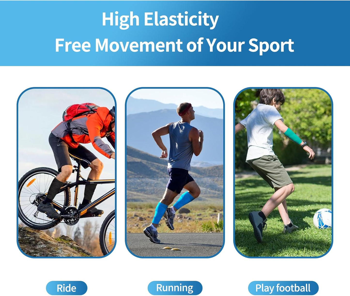 PHYTOP Adhesive Bandage Wrap 12 Pack Vet Wrap 4 inches x 5 Yards, Self Adhesive Cohesive Bandage Tape for Wrist & Ankle Protection (Blue)