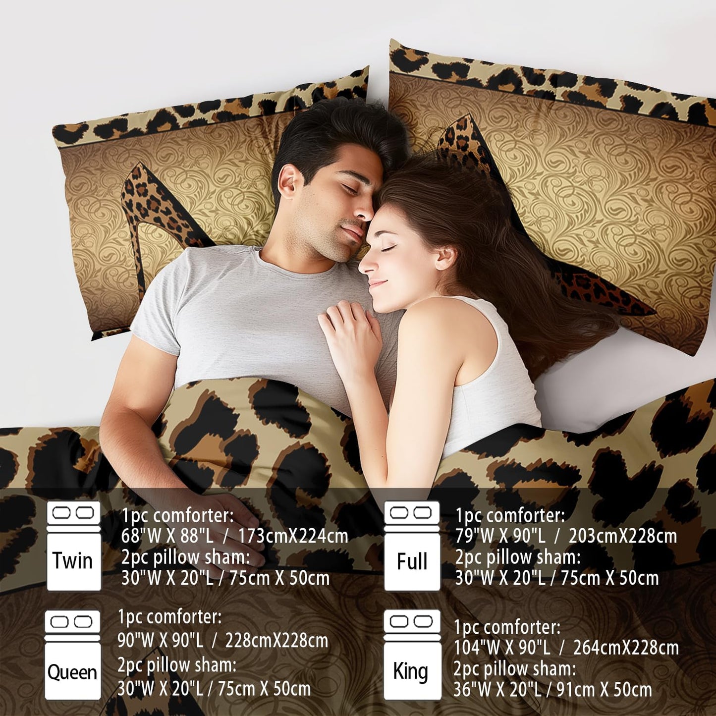 Leopard Comforter Set Queen Girls,Sexy High Heel Comforter for Women,Leopard Print Bedding Set Queen Adult,High Heel Quilt Bedroom Decor,African Animal Print Bedding Quilt
